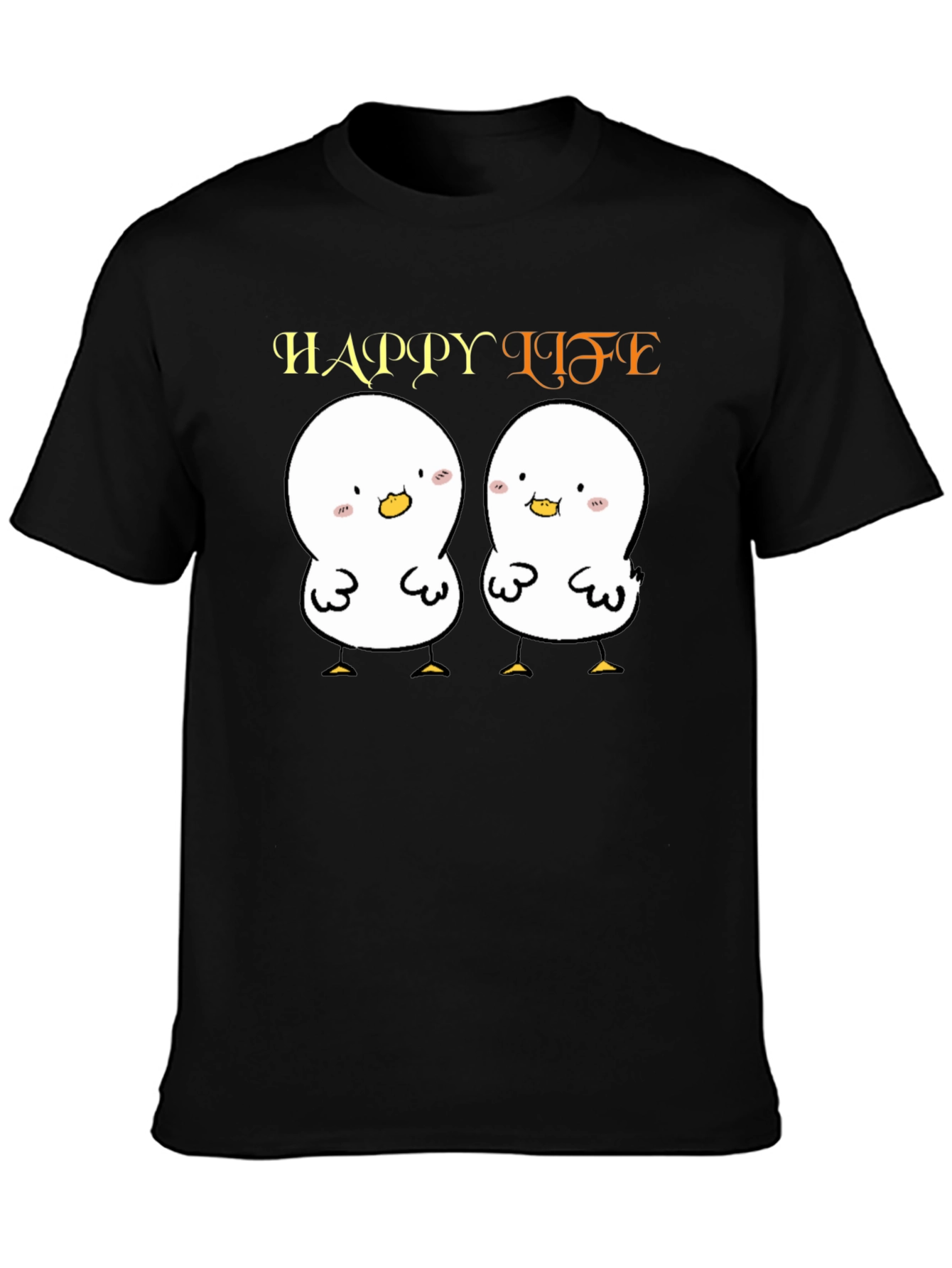 Cute Cartoon Chicks Happy Life Graphic T-Shirt