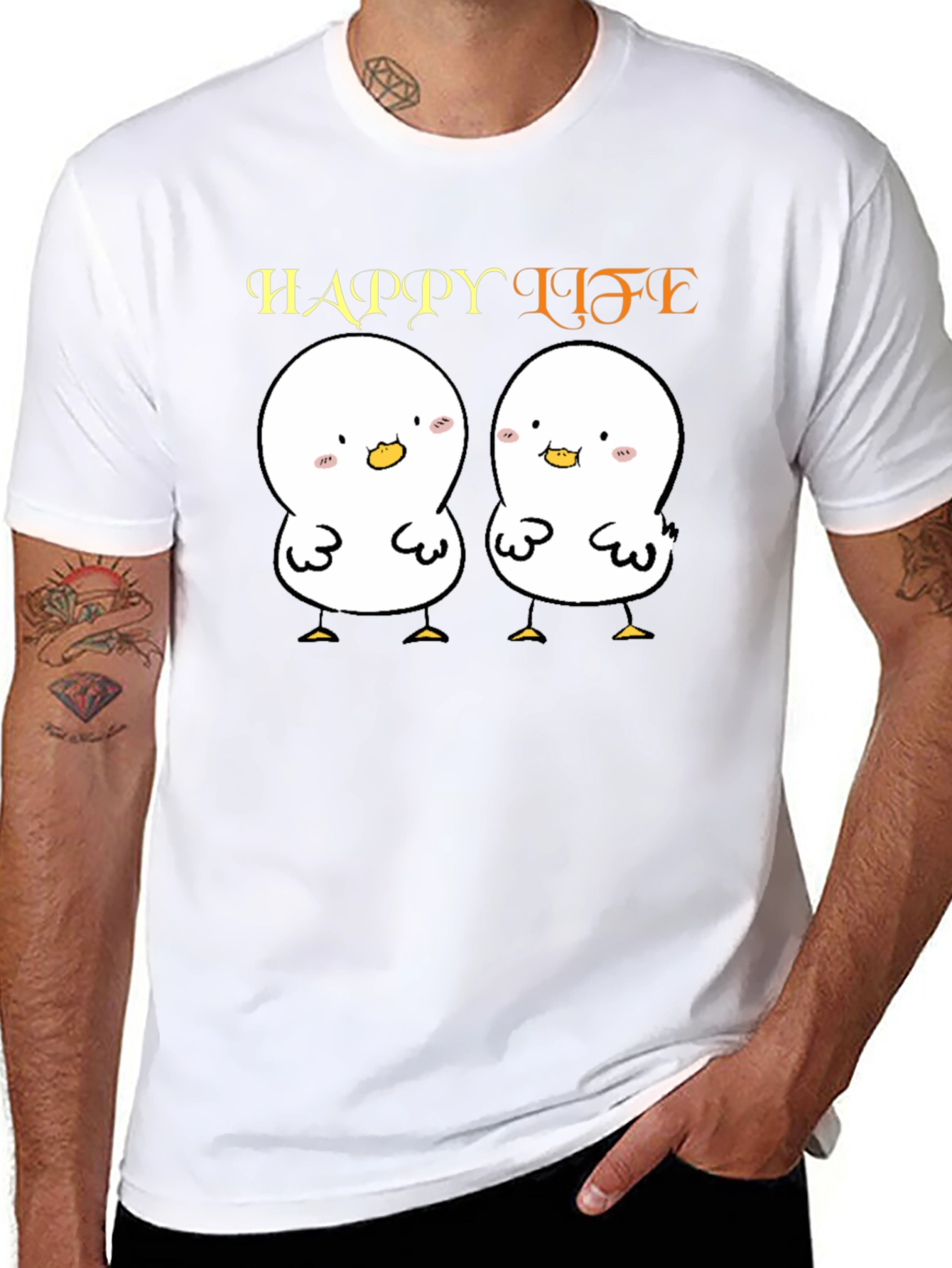 Cute Cartoon Chicks Happy Life Graphic T-Shirt