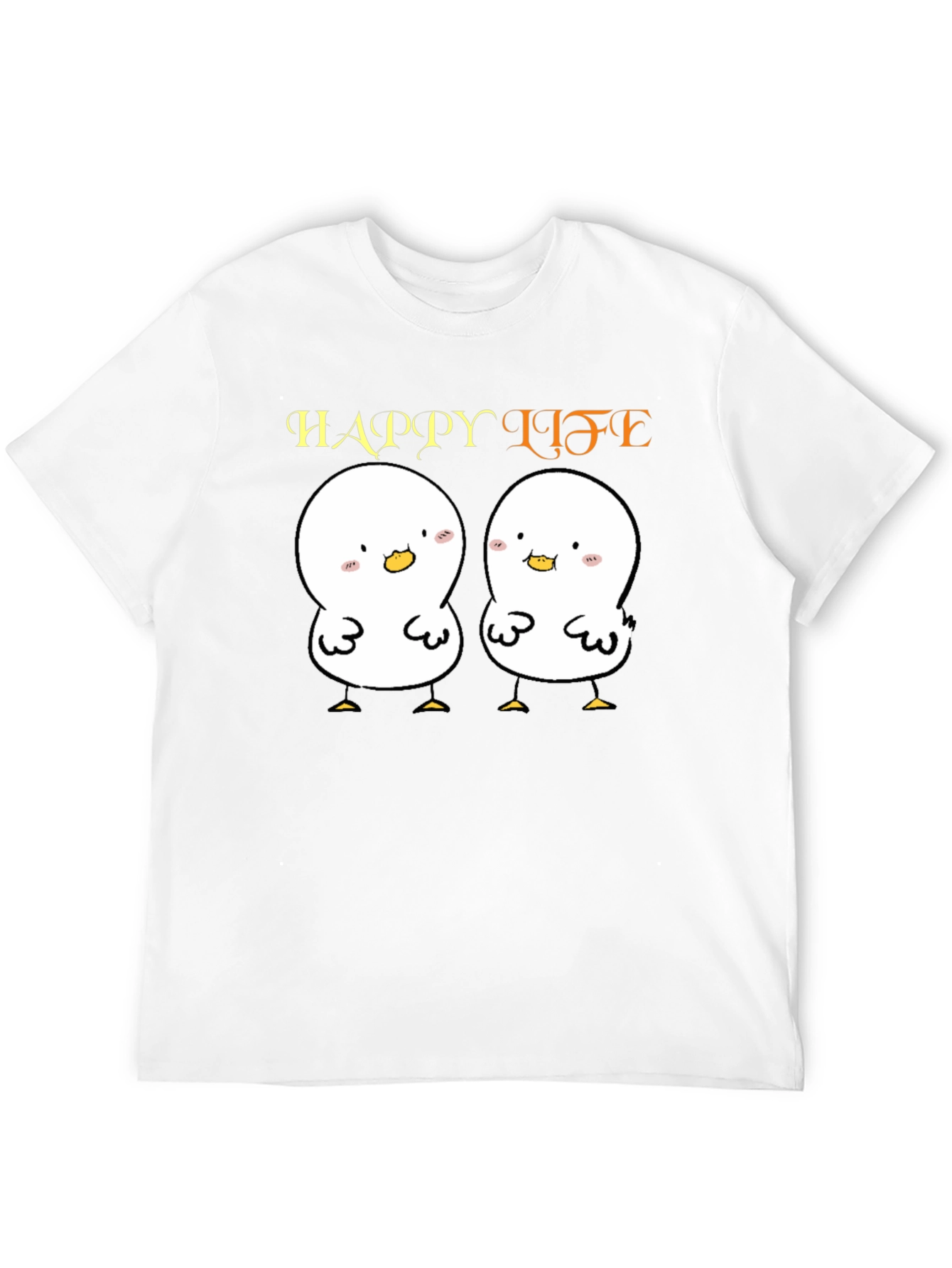 Cute Cartoon Chicks Happy Life Graphic T-Shirt