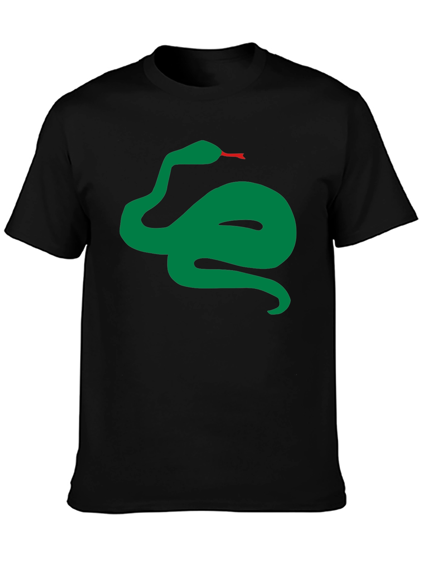 Green Snake Graphic Black T-Shirt