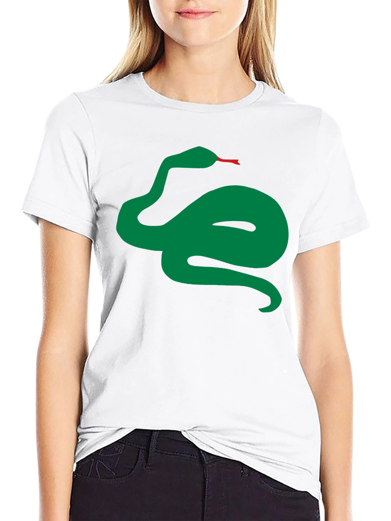 Green Snake Graphic Black T-Shirt