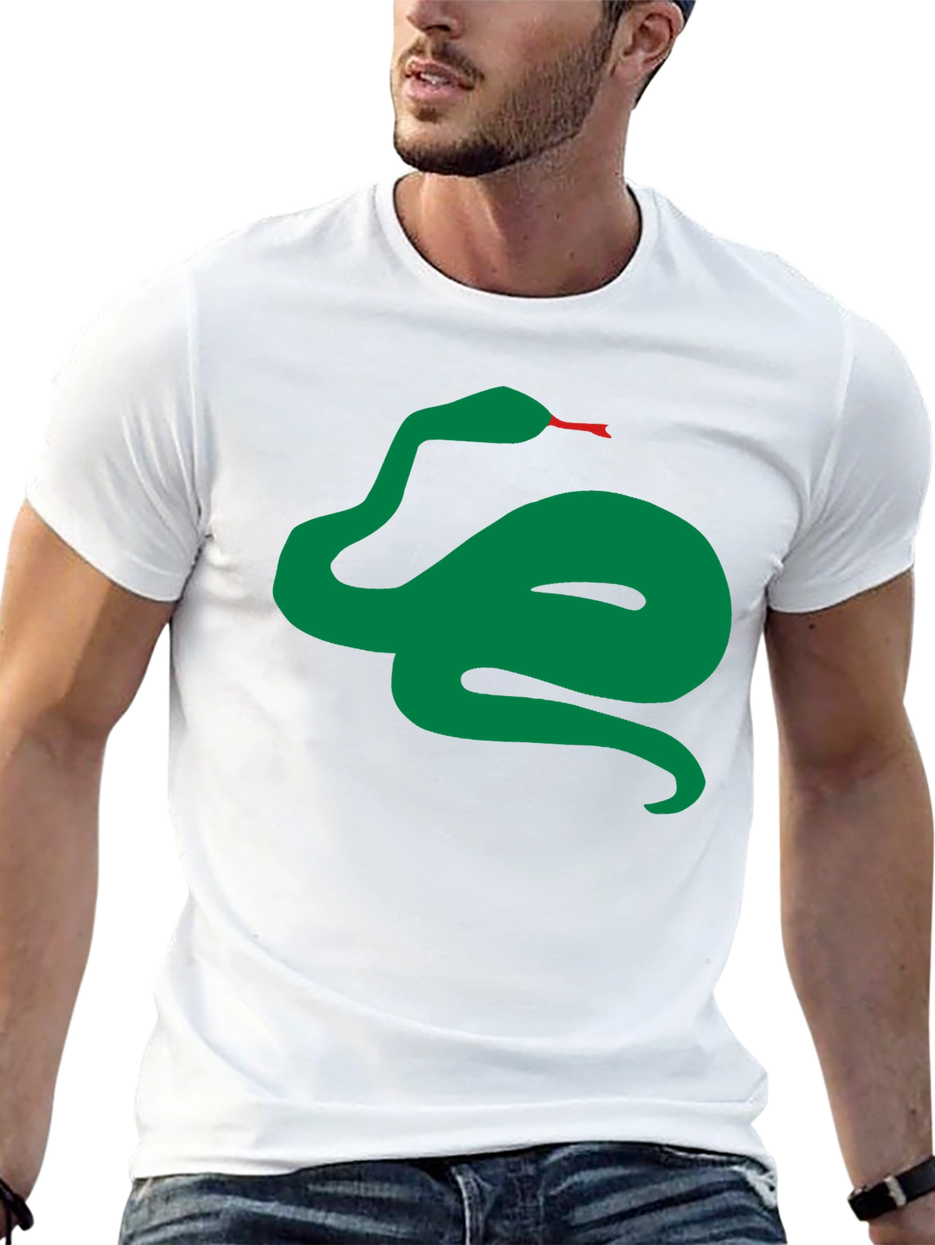 Green Snake Graphic Black T-Shirt