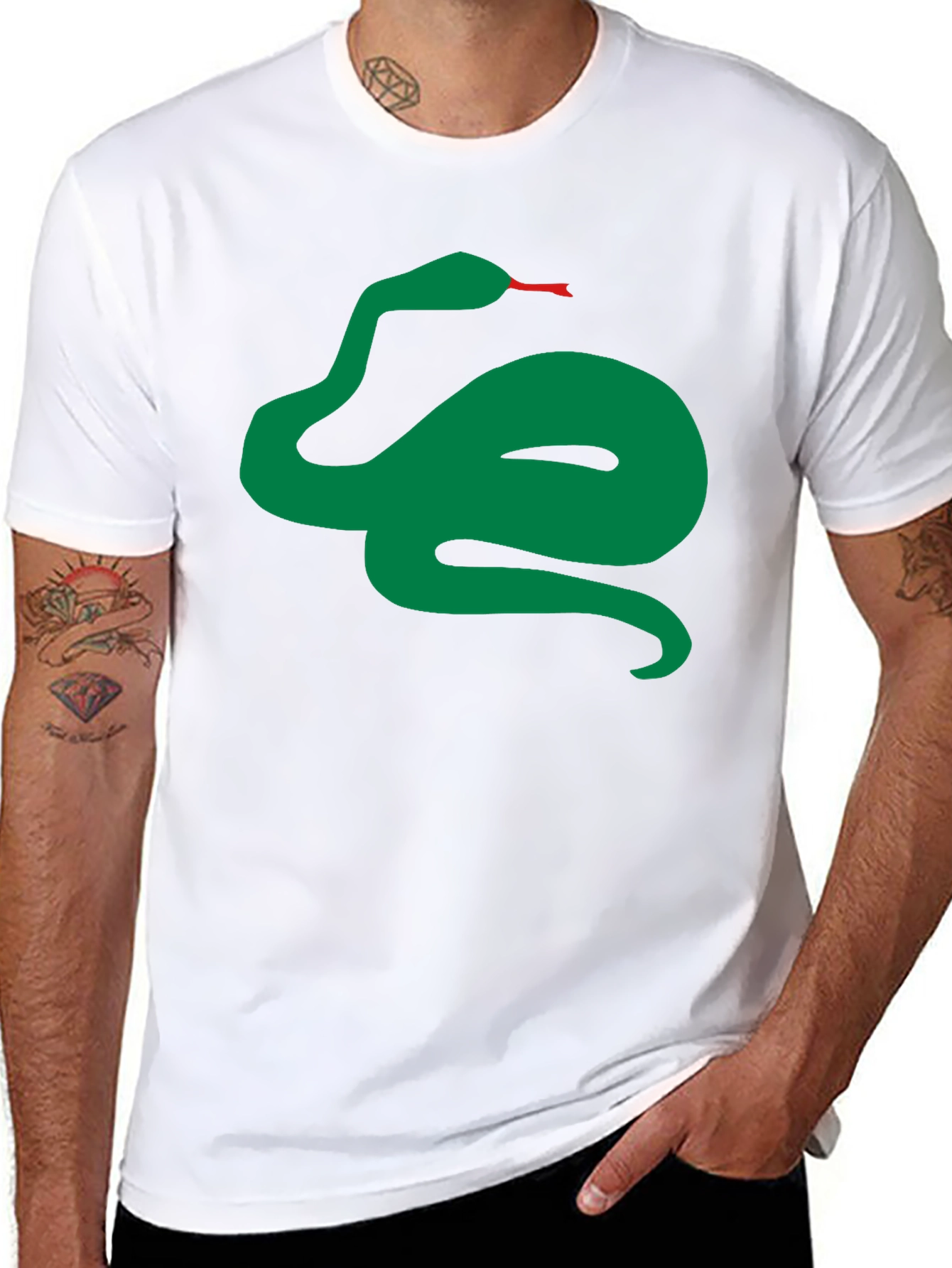 Green Snake Graphic Black T-Shirt