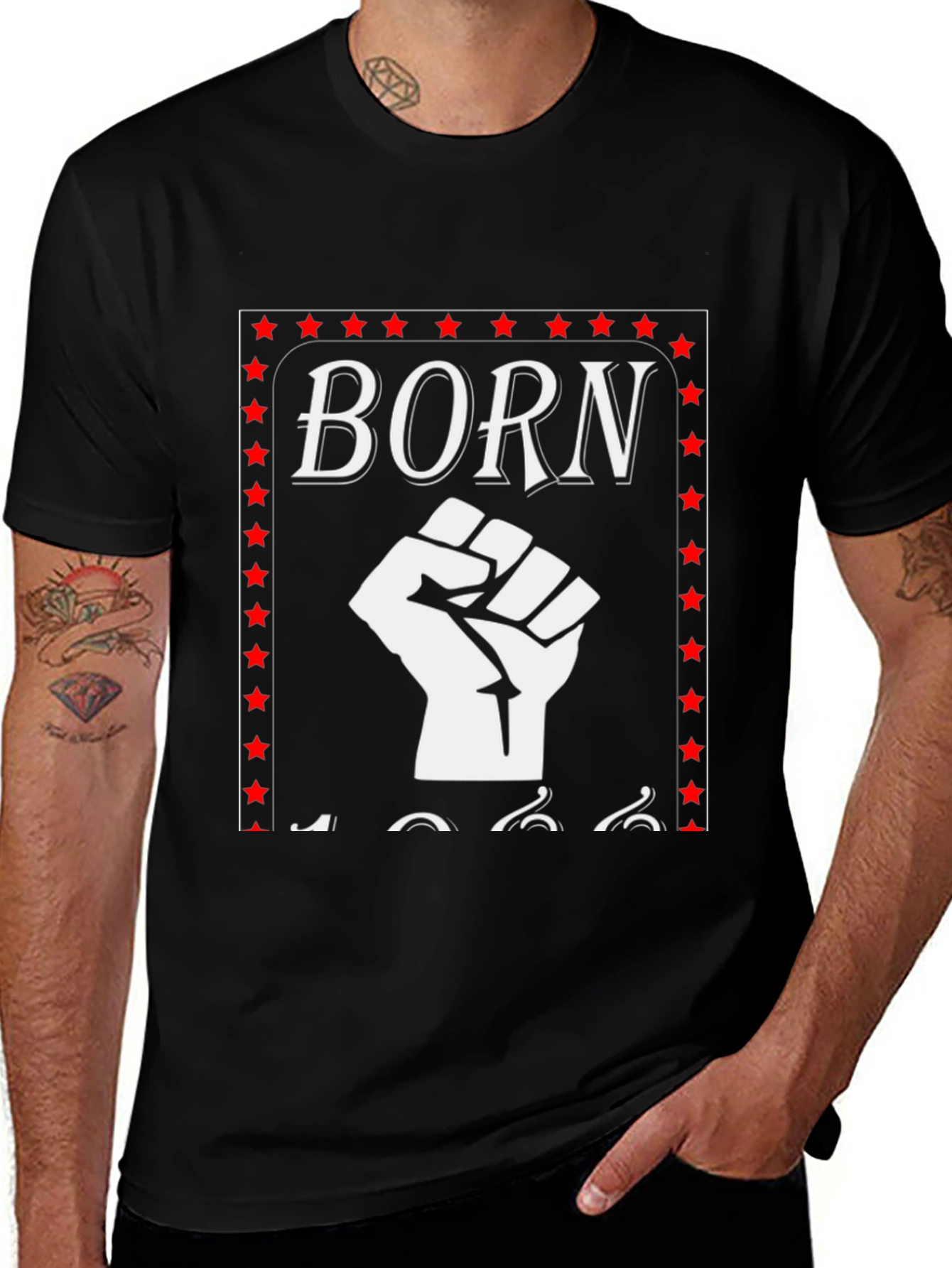 Born Raised Fist Graphic Tee - Black