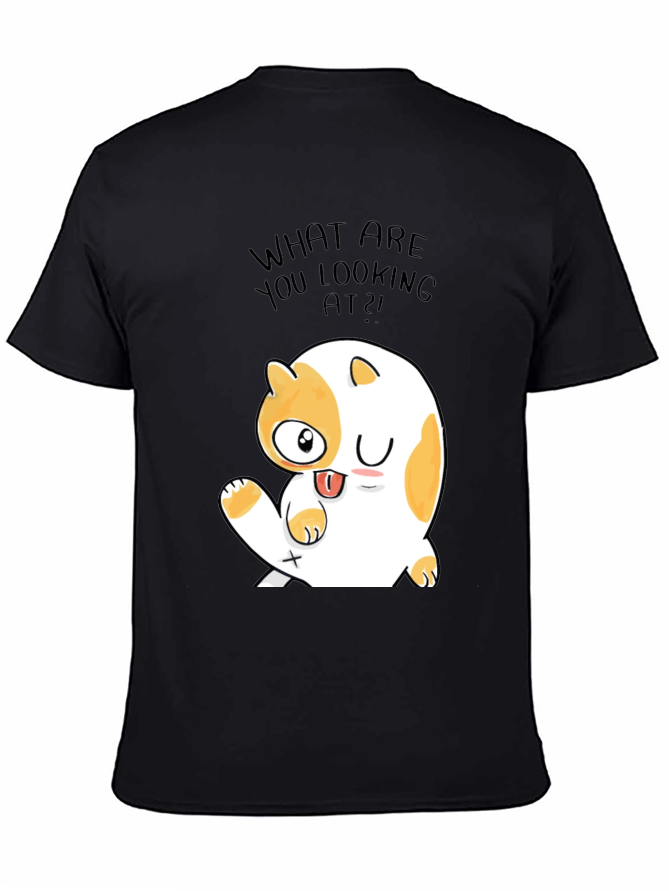 Funny Cat Graphic Mens Black T-Shirt