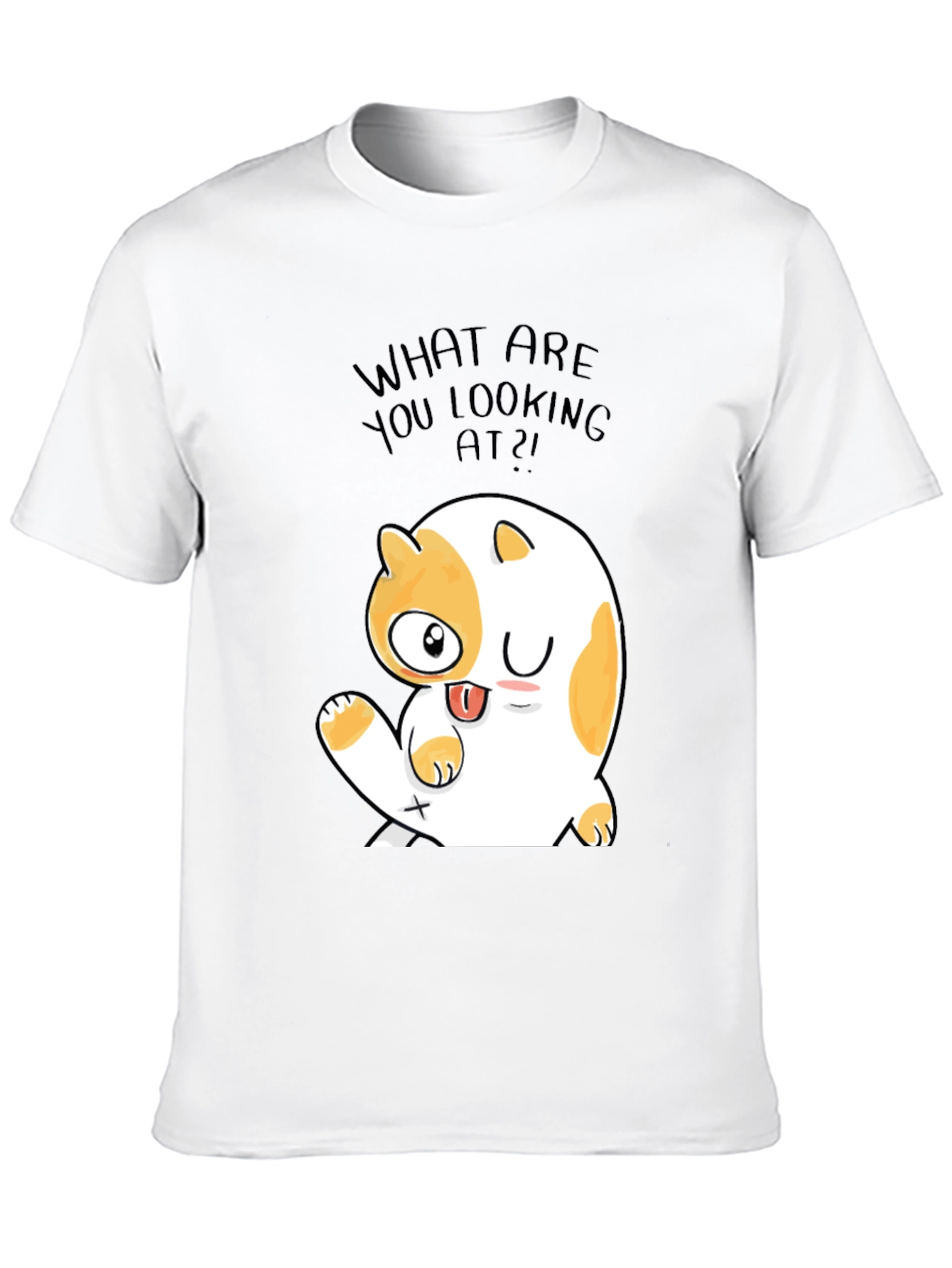 Funny Cat Graphic Mens Black T-Shirt