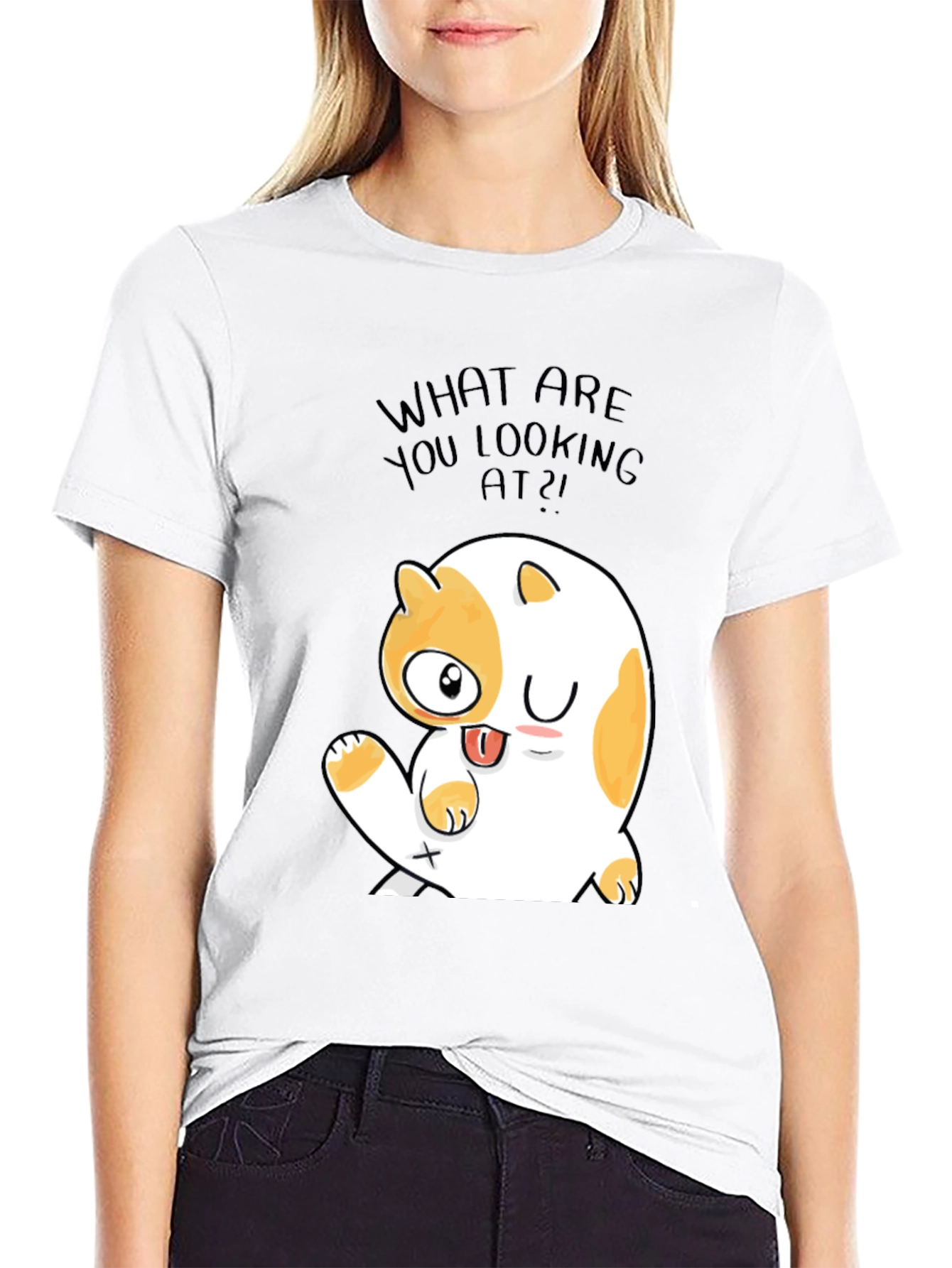 Funny Cat Graphic Mens Black T-Shirt