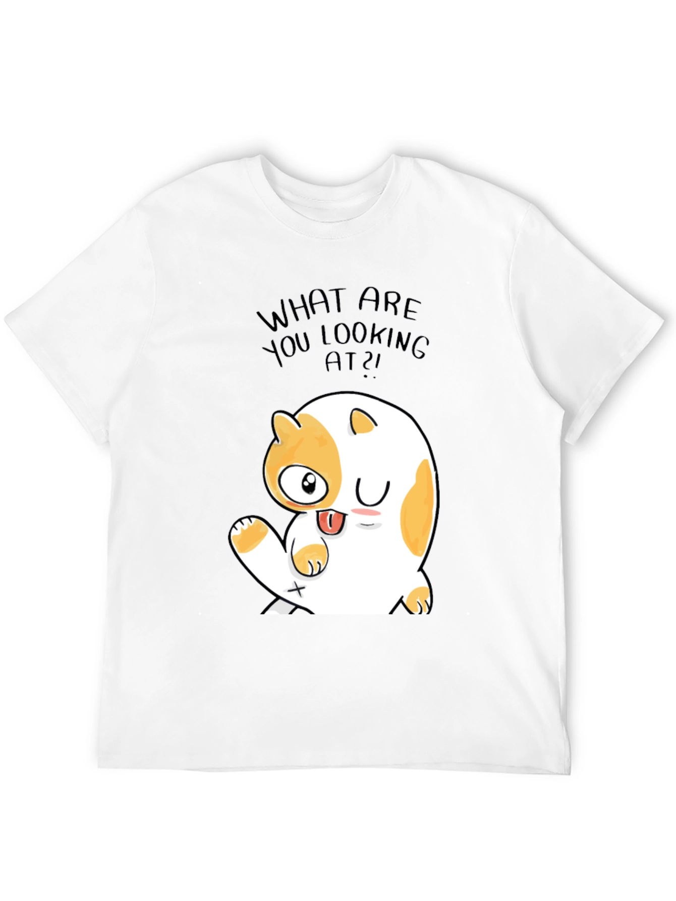 Funny Cat Graphic Mens Black T-Shirt