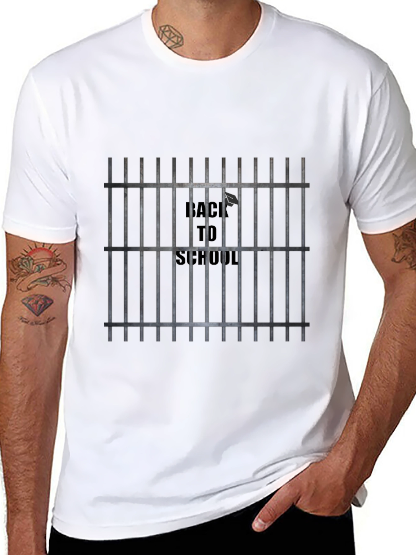 Back to School Jail Bar Graphic Tee - Black