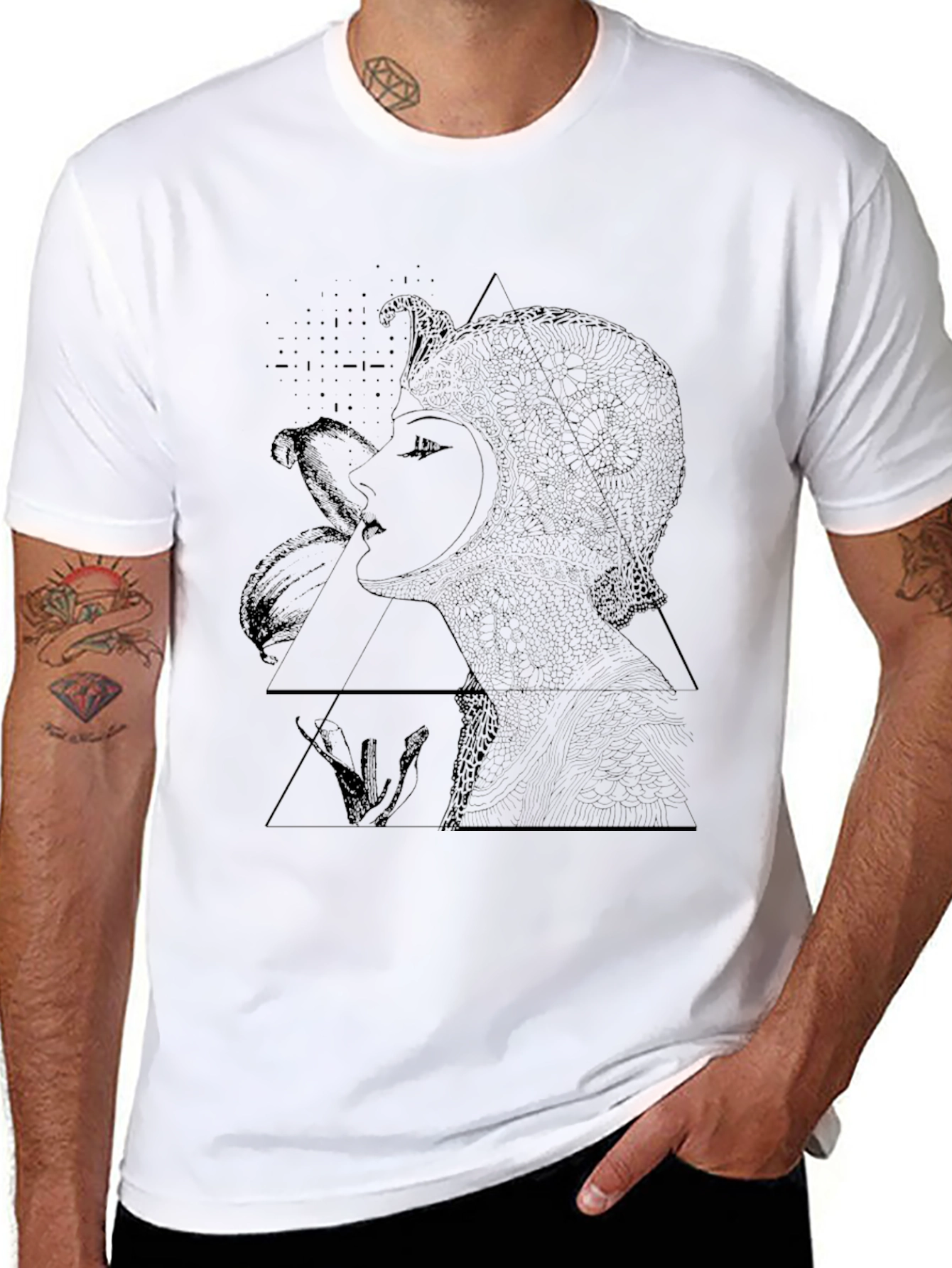 Abstract Woman Graphic Black T-Shirt