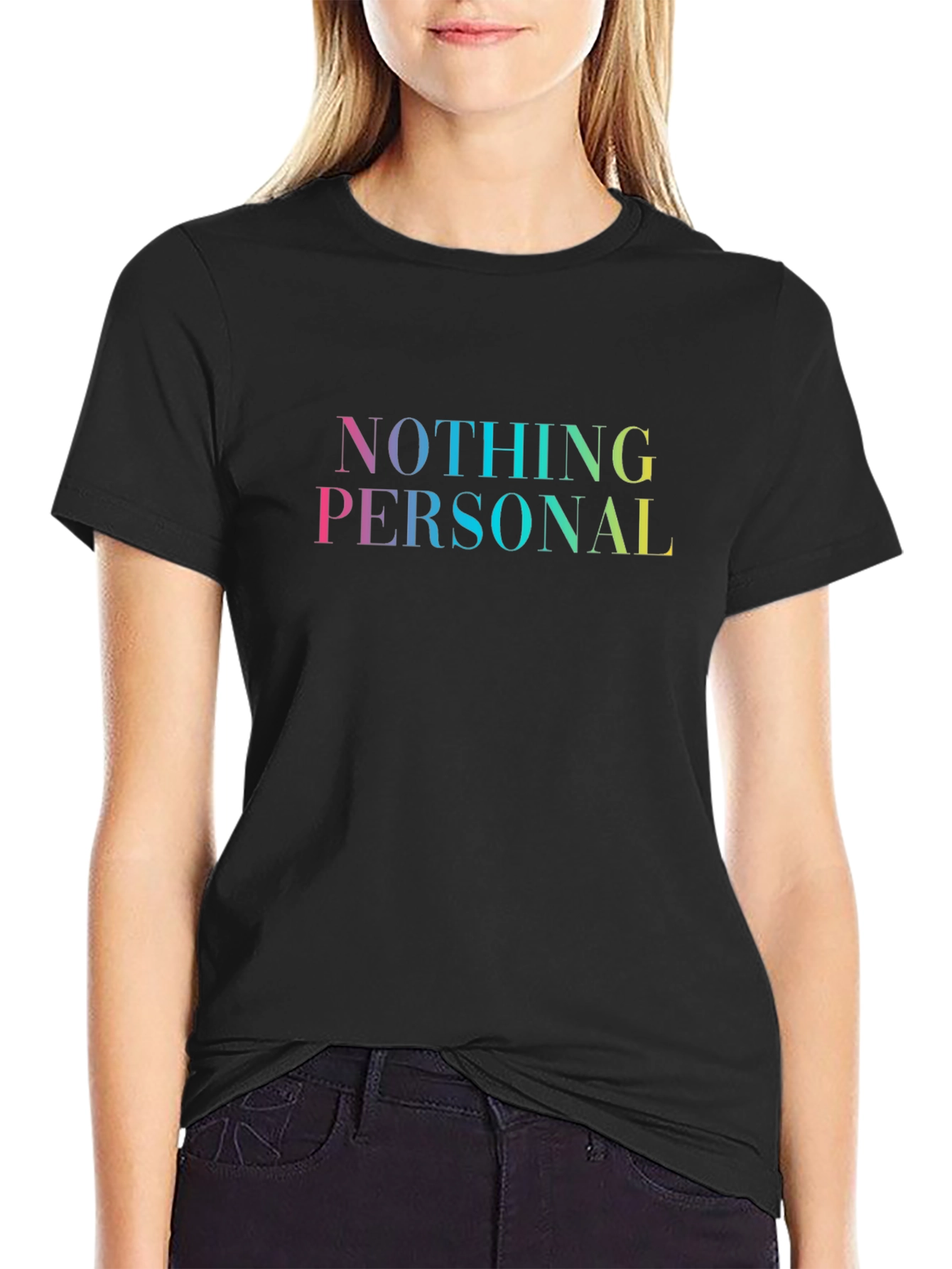 Nothing Personal Rainbow Text Graphic Tee