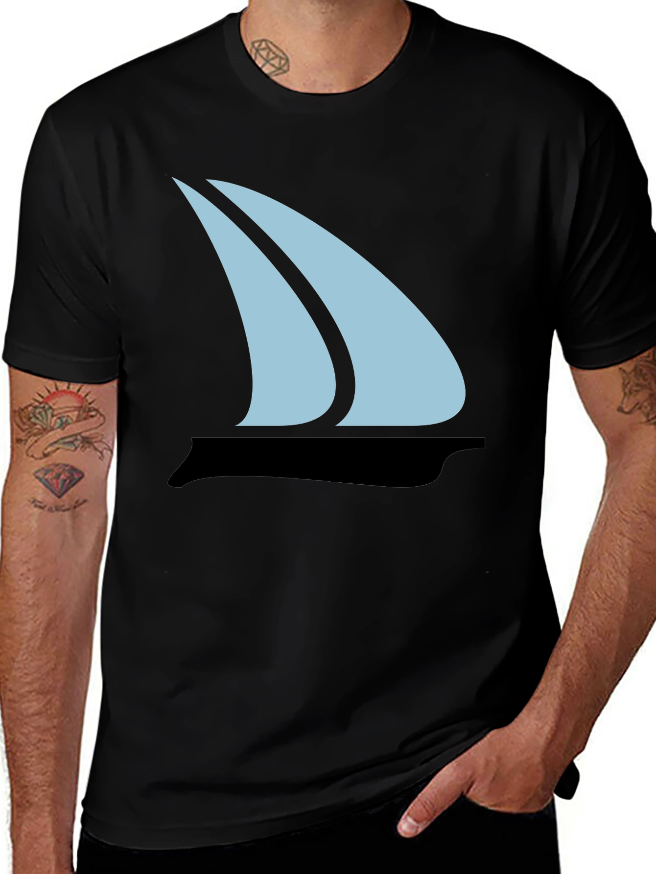 Sailboat Graphic Tee - Mens Black T-Shirt