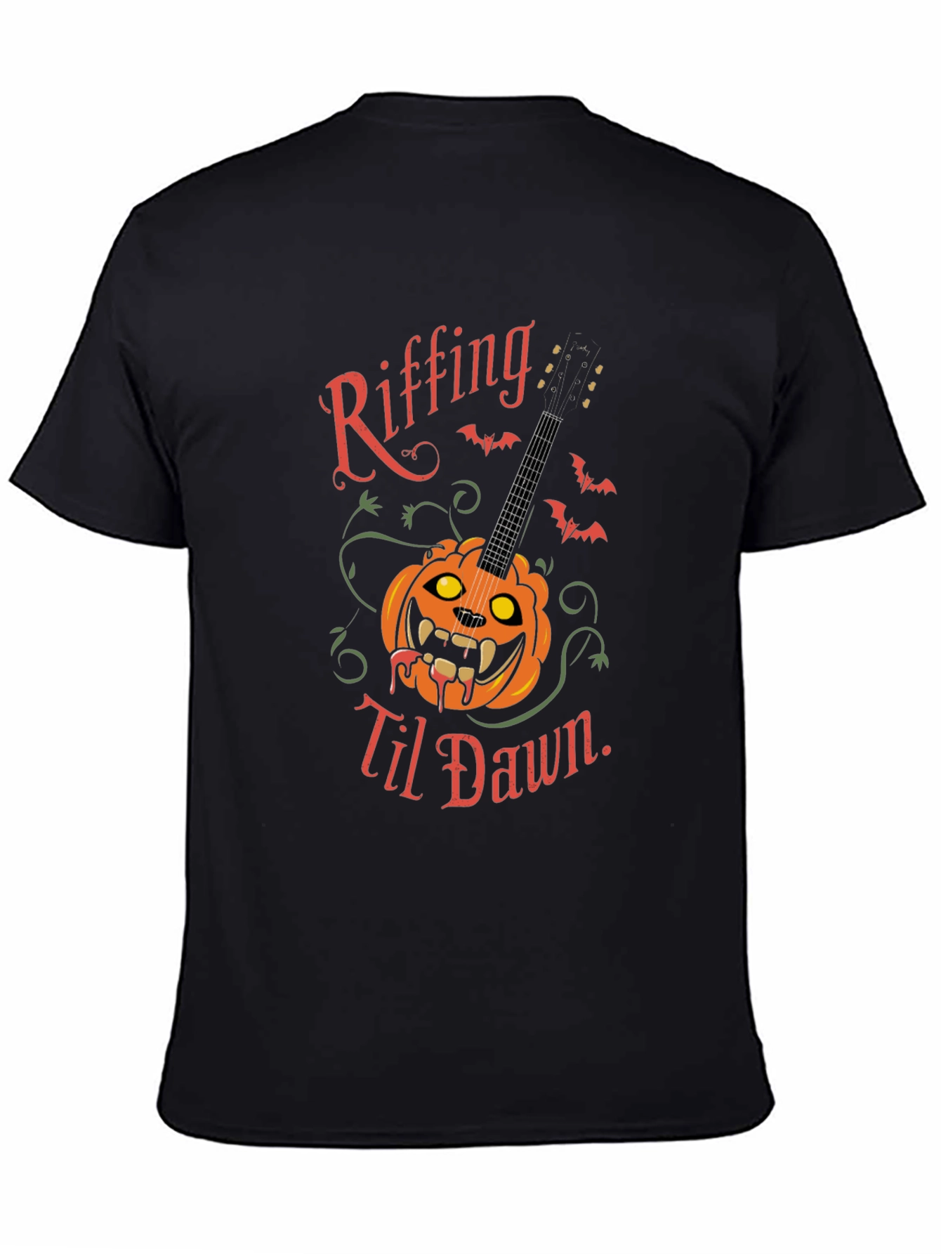 Riffing Til Dawn Halloween Guitar T-Shirt