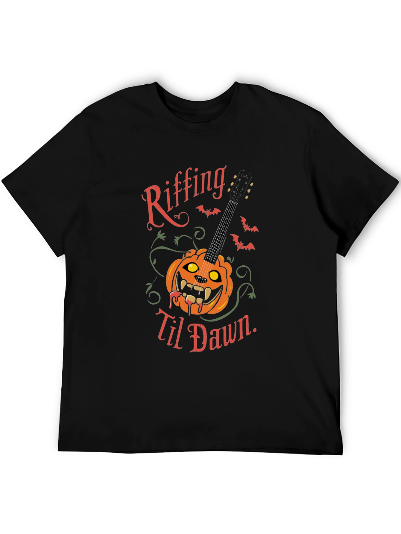 Riffing Til Dawn Halloween Guitar T-Shirt