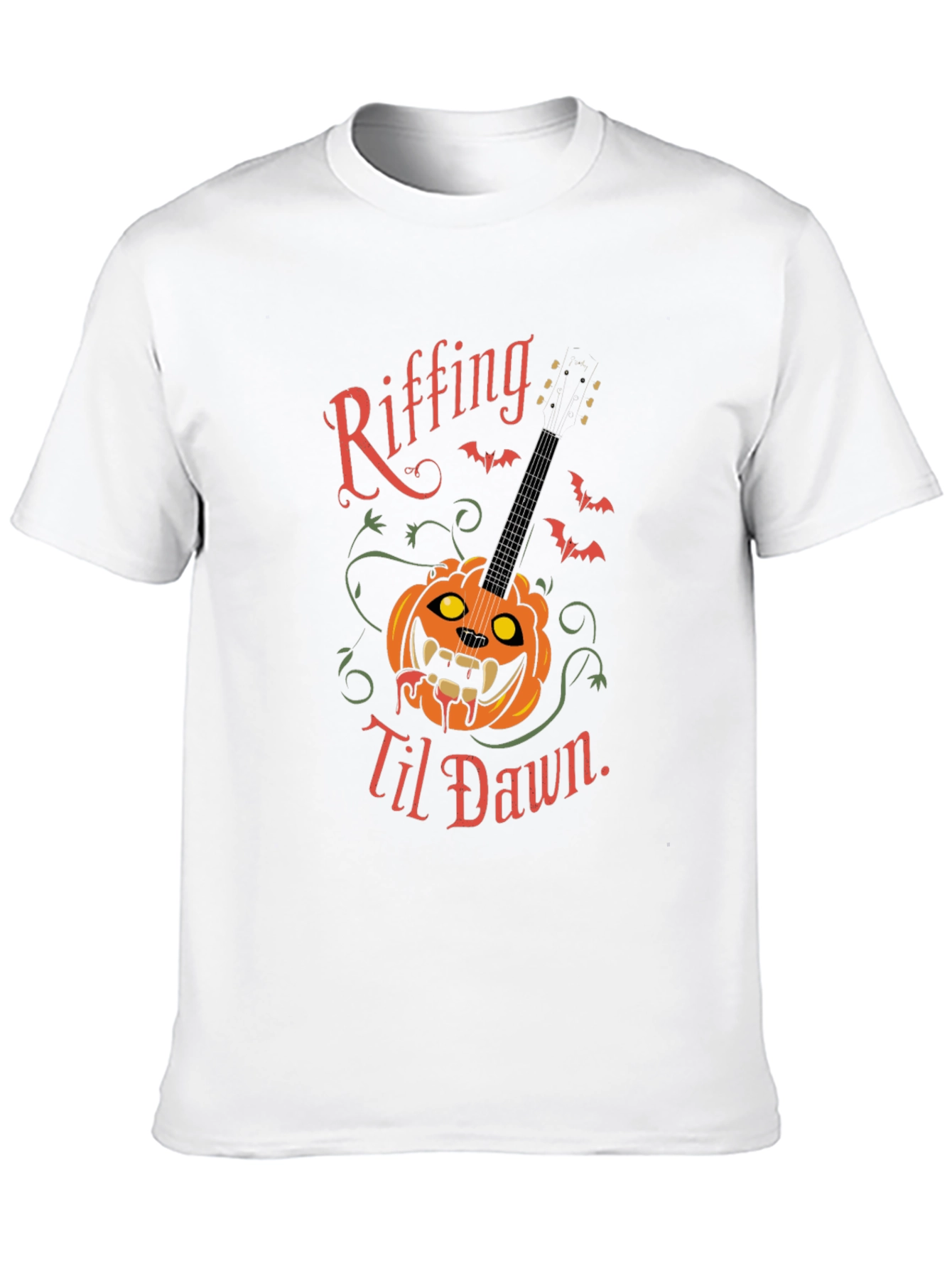 Riffing Til Dawn Halloween Guitar T-Shirt