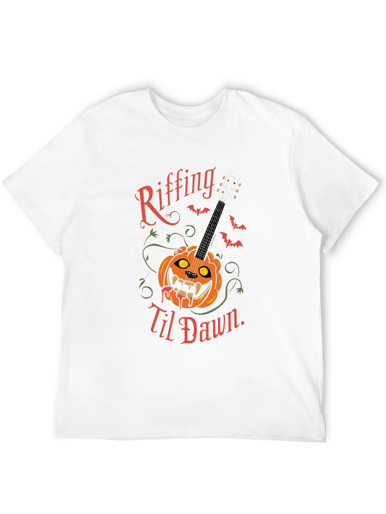 Riffing Til Dawn Halloween Guitar T-Shirt