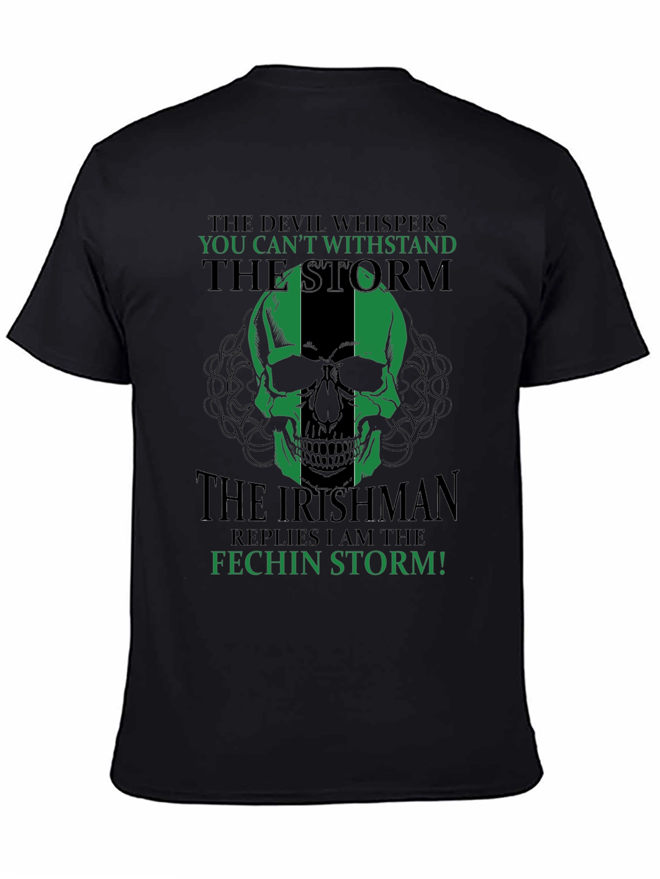 Irishman Fechin Storm Skull Graphic T-Shirt
