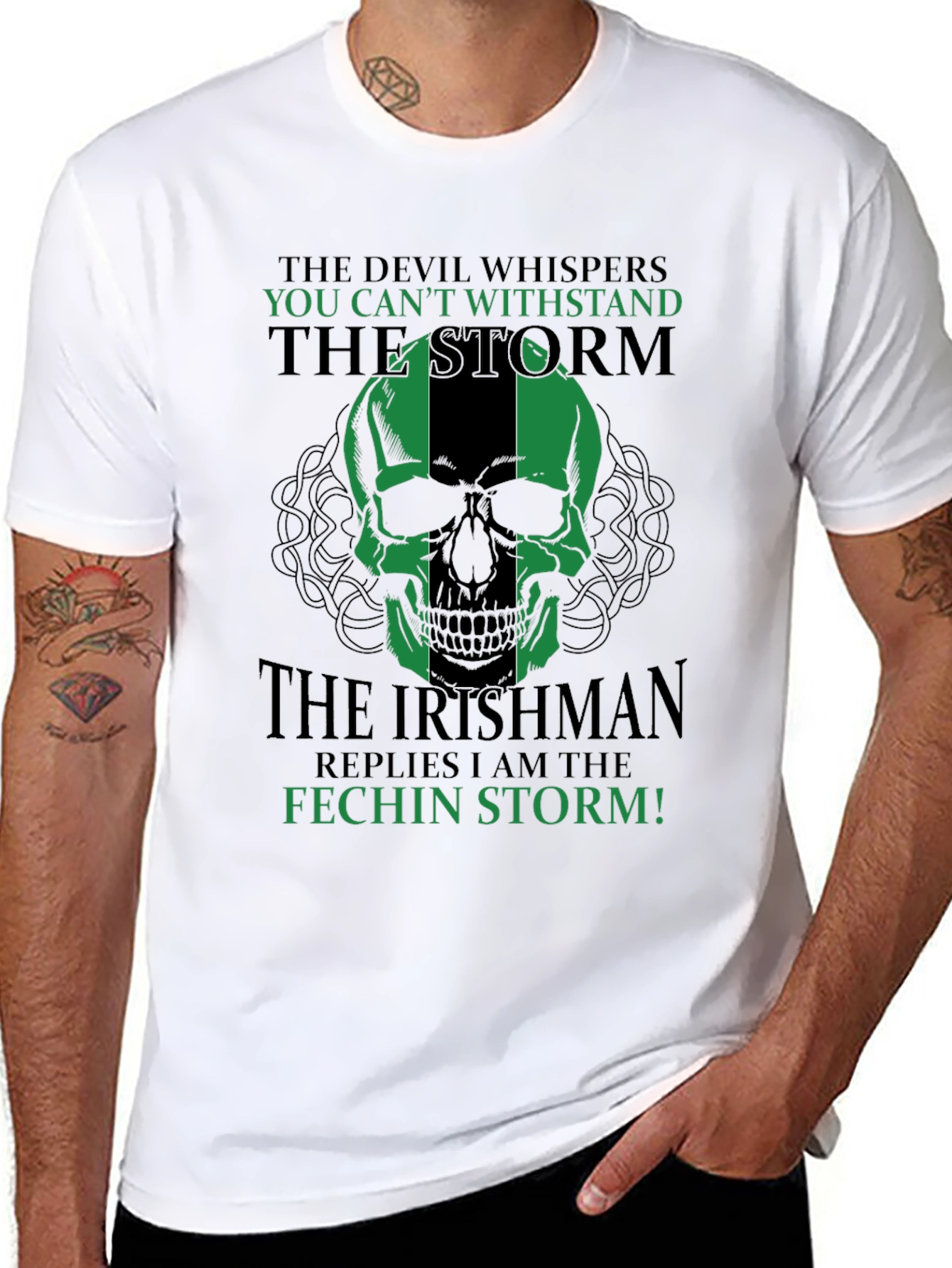 Irishman Fechin Storm Skull Graphic T-Shirt