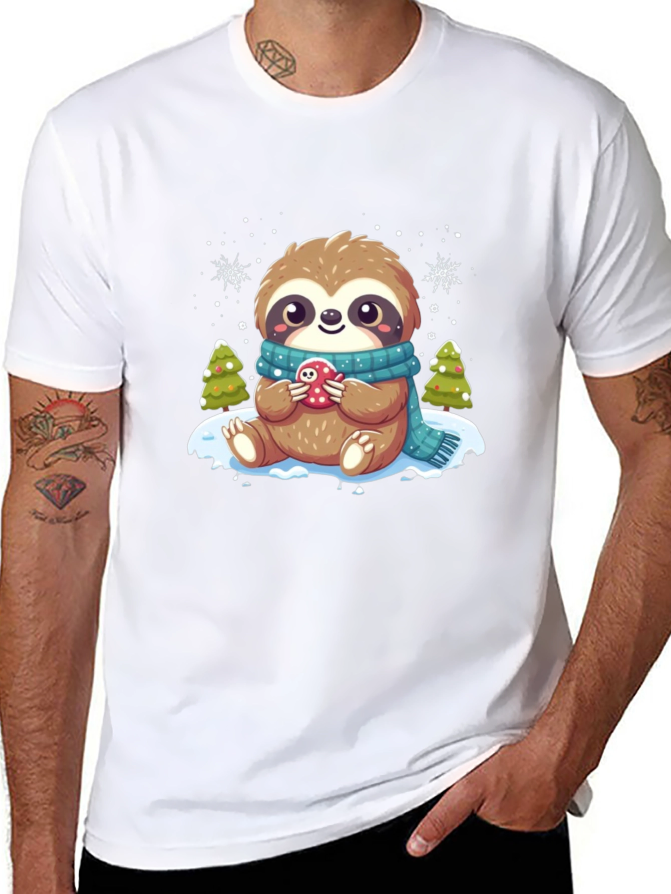 Cute Sloth Winter T-Shirt: Cozy Holiday Style