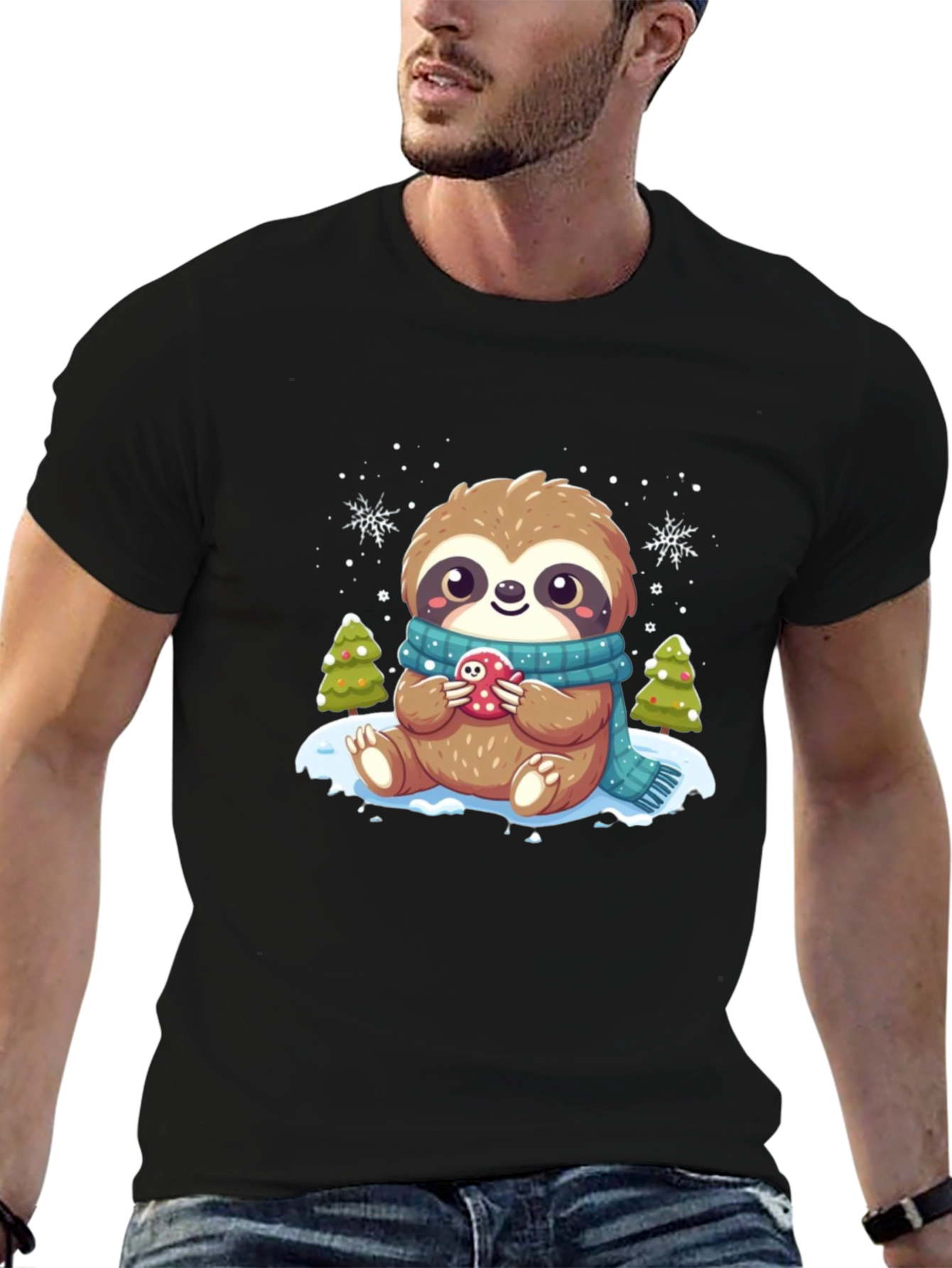 Cute Sloth Winter T-Shirt: Cozy Holiday Style