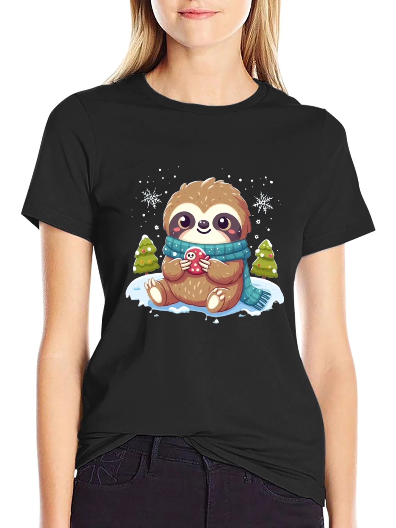 Cute Sloth Winter T-Shirt: Cozy Holiday Style