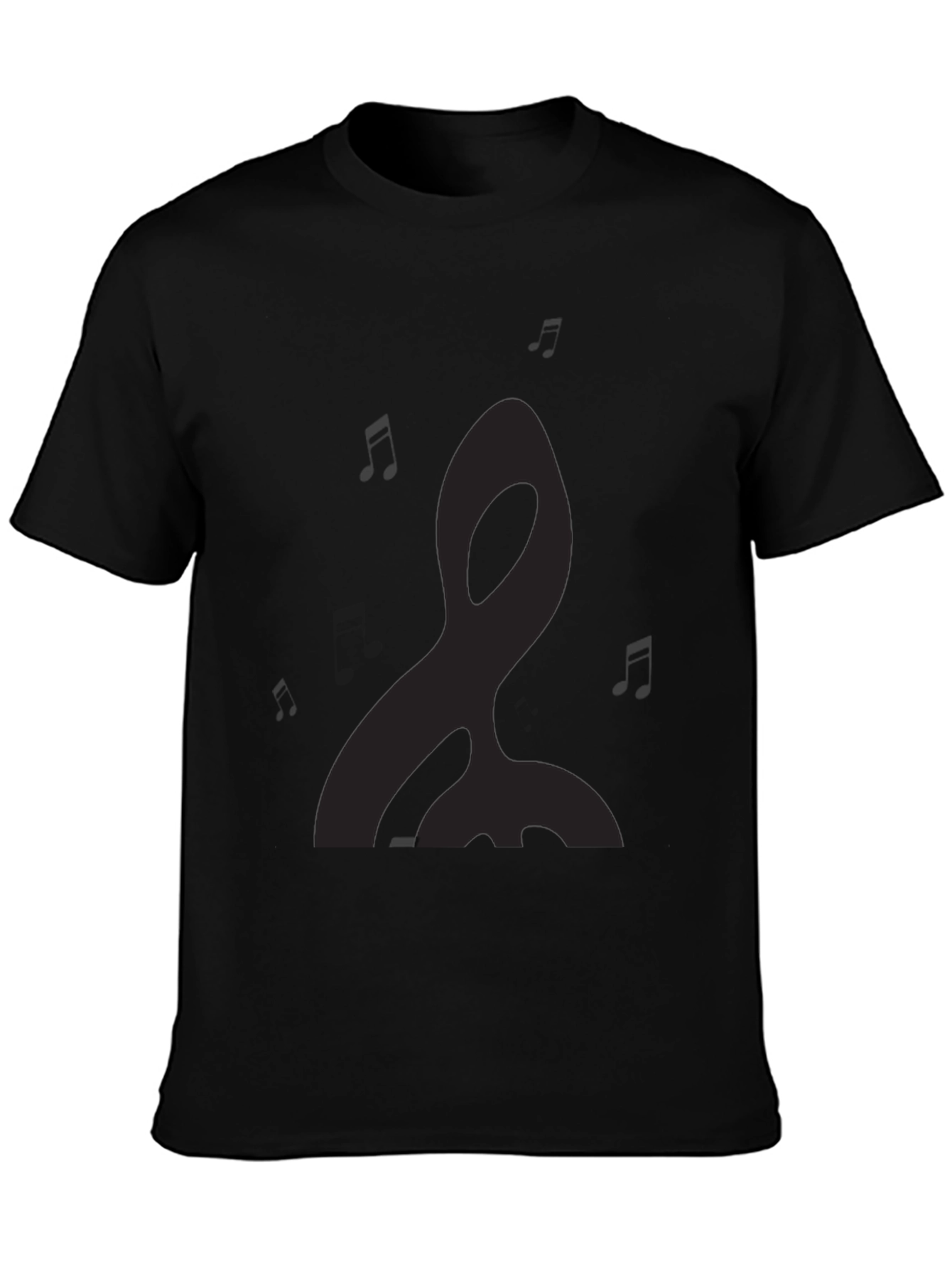 Mens Black Graphic Tee - Music Notes Design