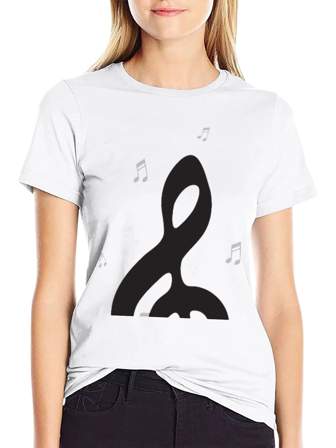 Mens Black Graphic Tee - Music Notes Design