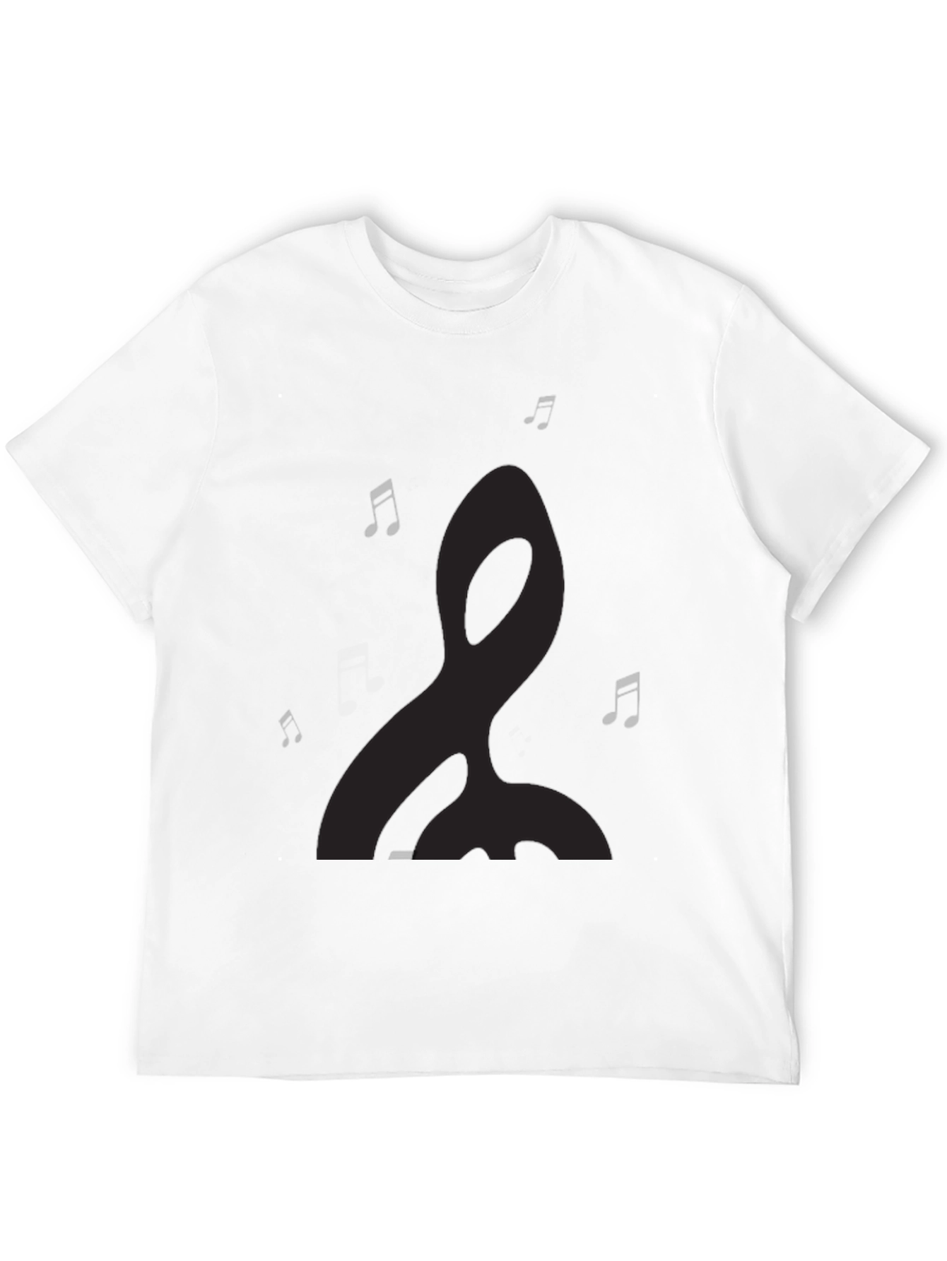 Mens Black Graphic Tee - Music Notes Design