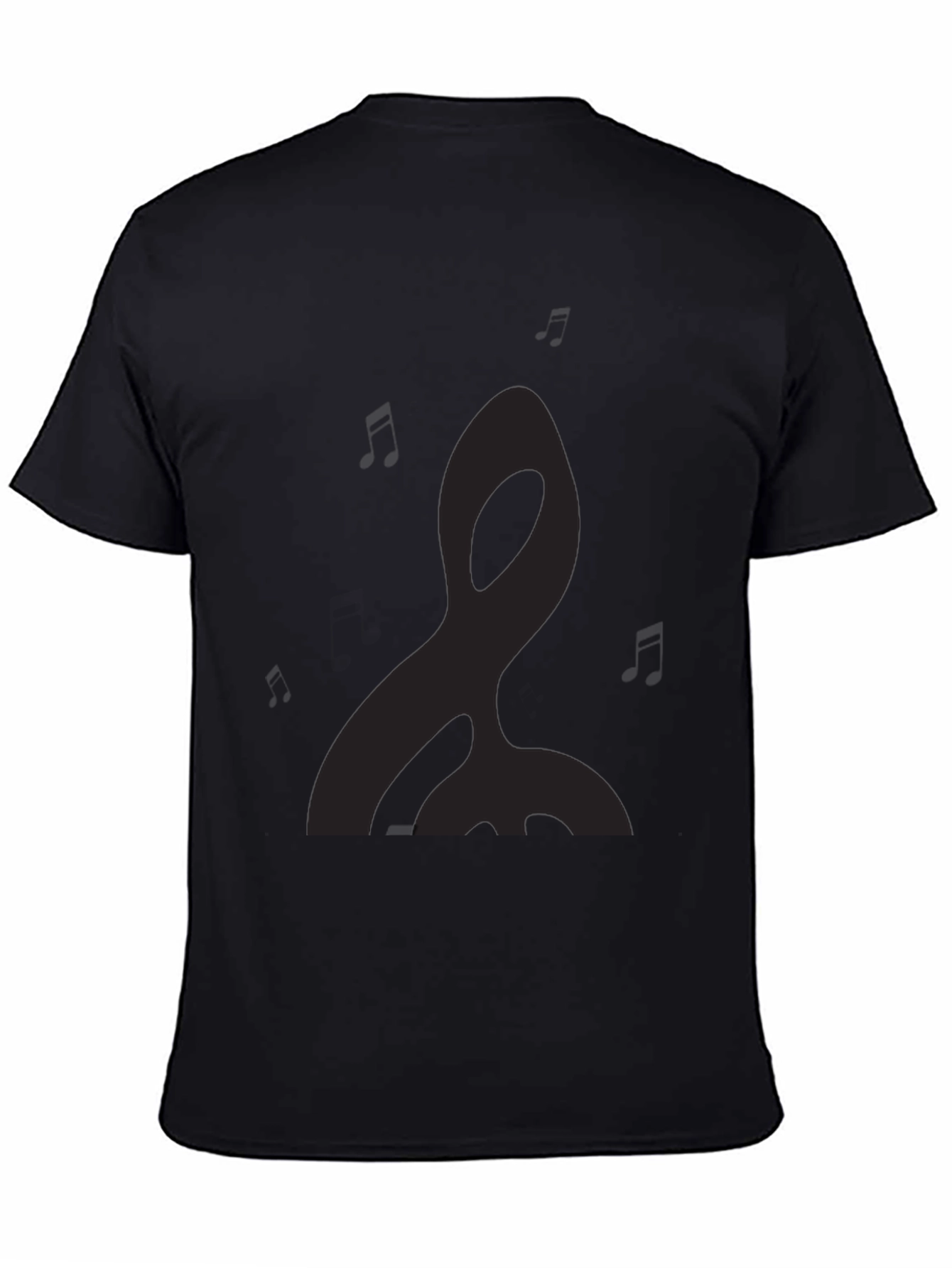 Mens Black Graphic Tee - Music Notes Design