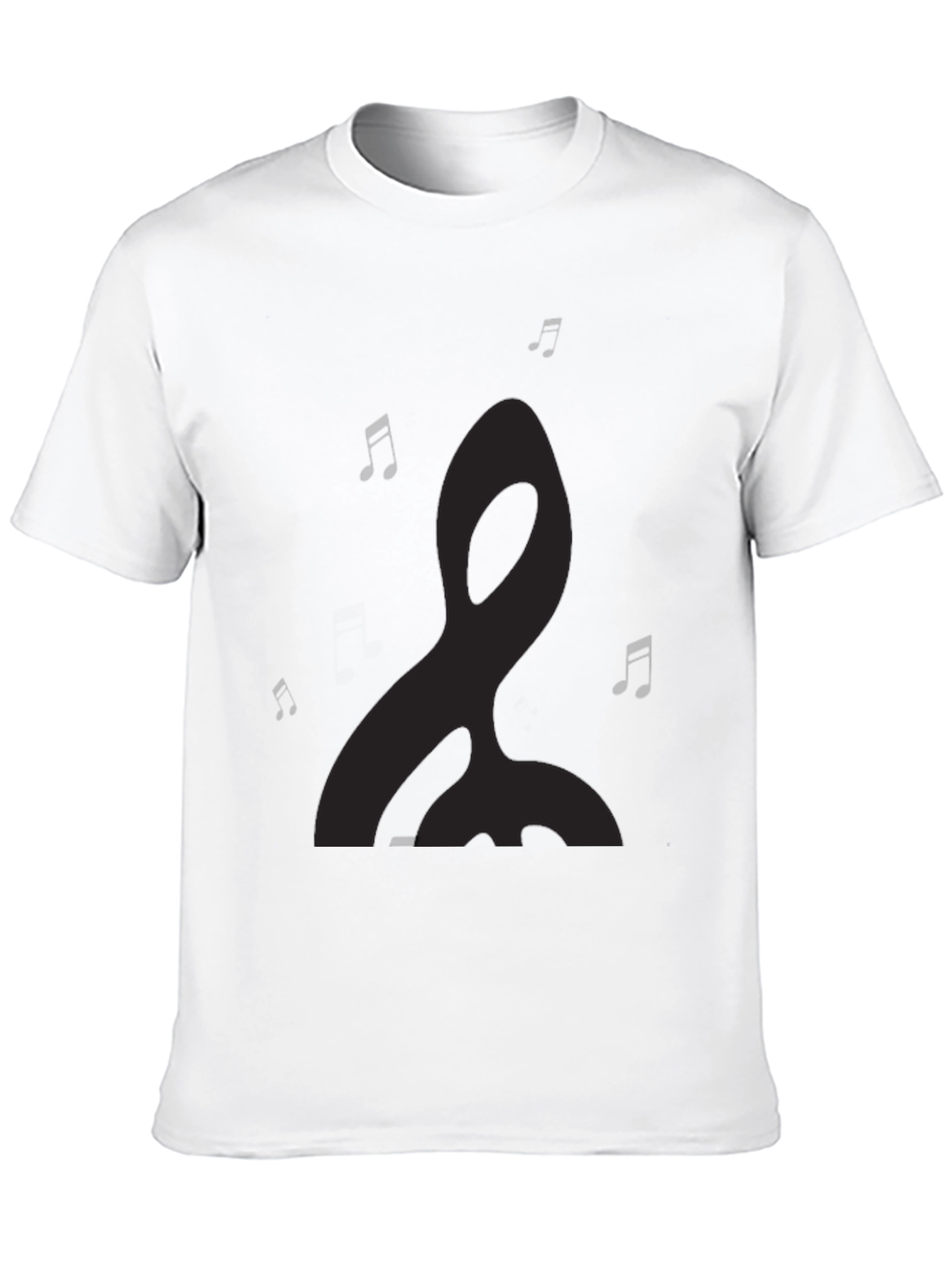 Mens Black Graphic Tee - Music Notes Design