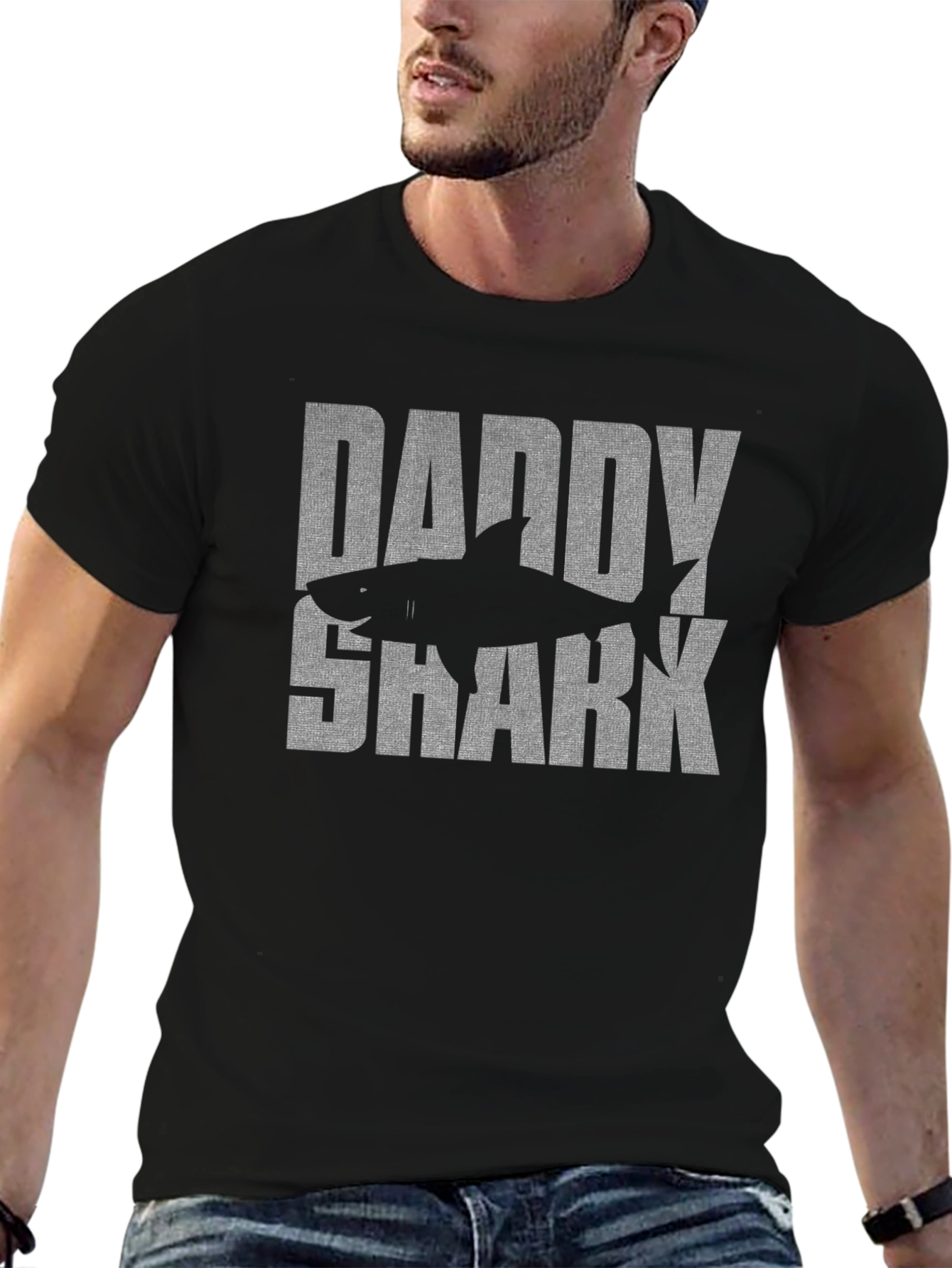 Daddy Shark T-Shirt - Mens Black Graphic Tee