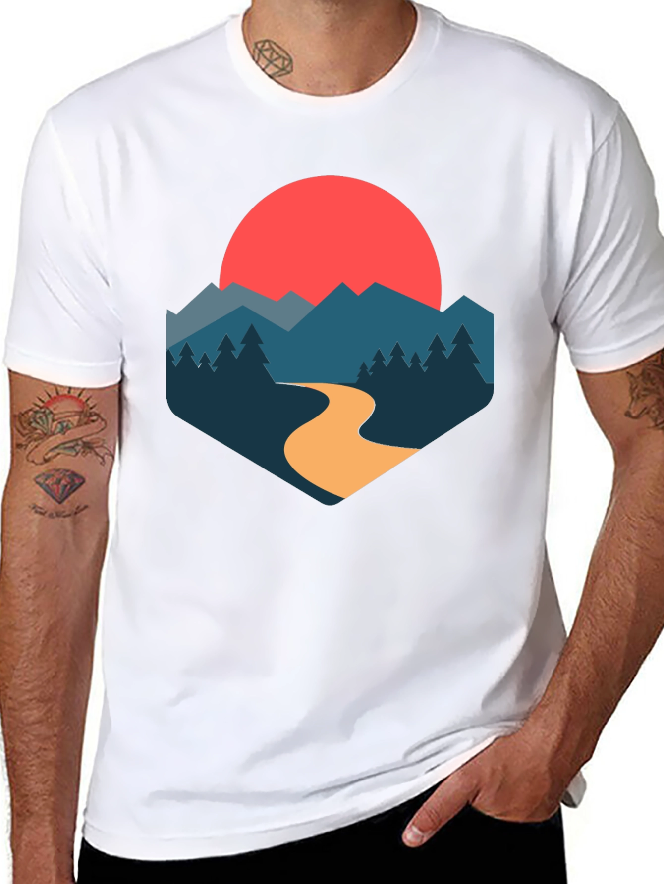 Mountain Sunset Graphic Tee - Stylish Nature-Inspired Design