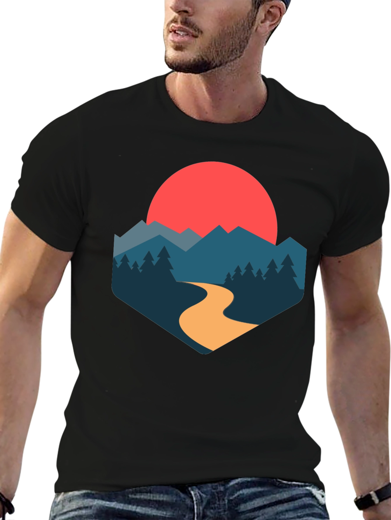 Mountain Sunset Graphic Tee - Stylish Nature-Inspired Design