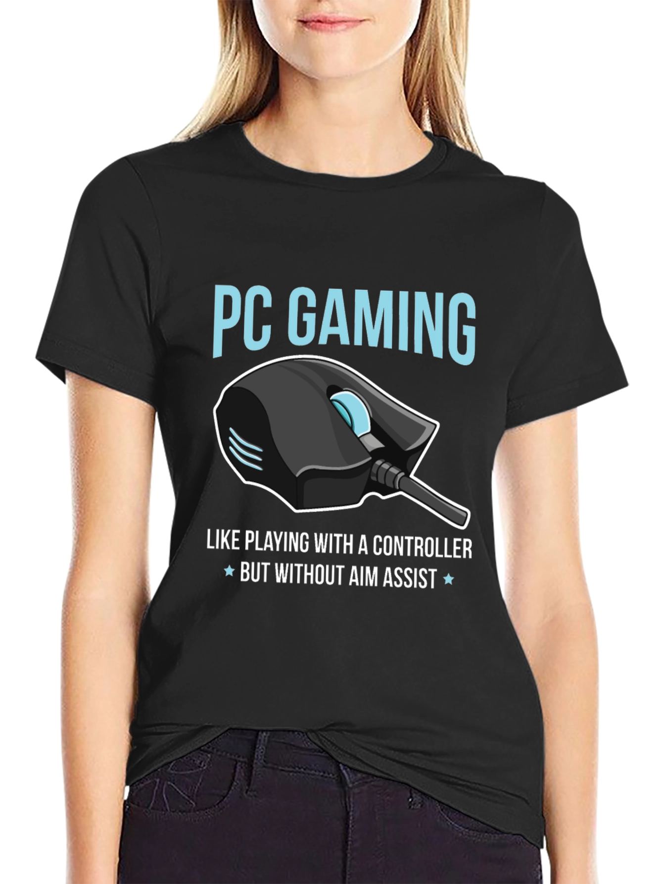 PC Gaming T-Shirt - No Aim Assist Needed!