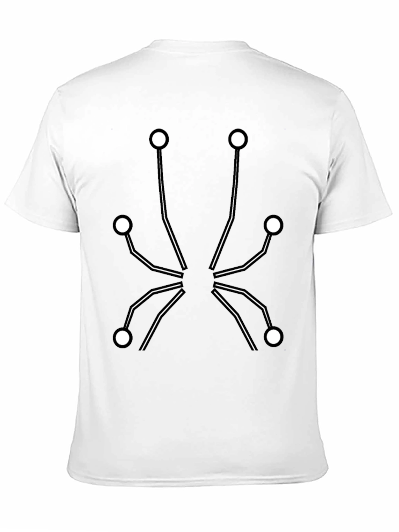 Geometric Dot & Line Design Black T-Shirt