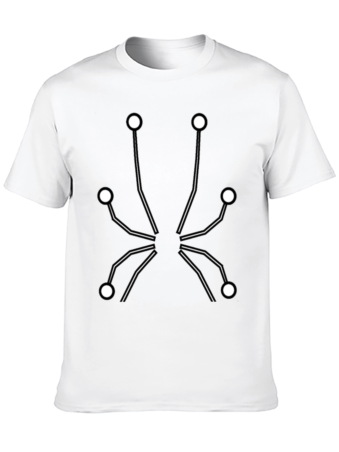 Geometric Dot & Line Design Black T-Shirt