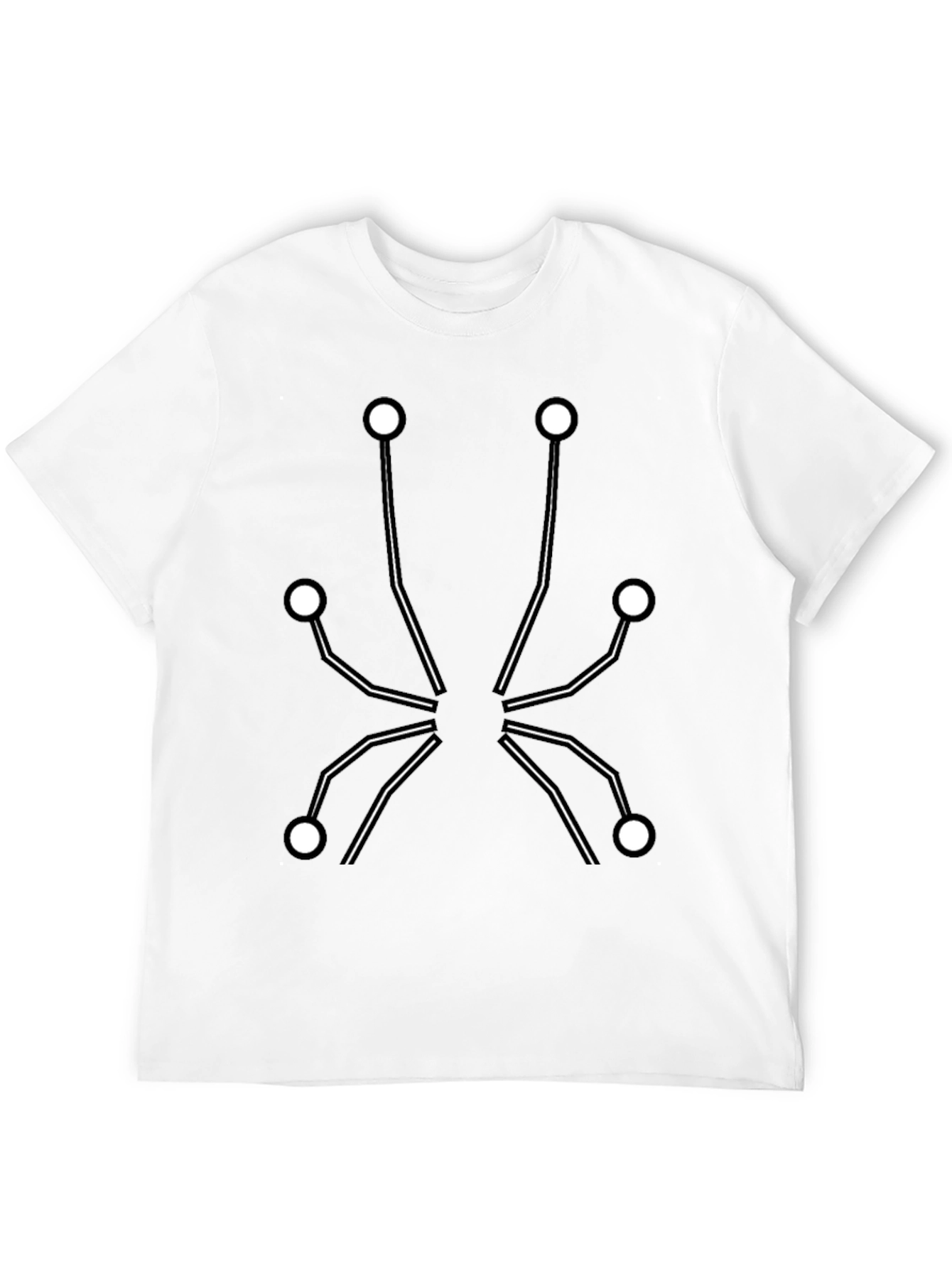 Geometric Dot & Line Design Black T-Shirt