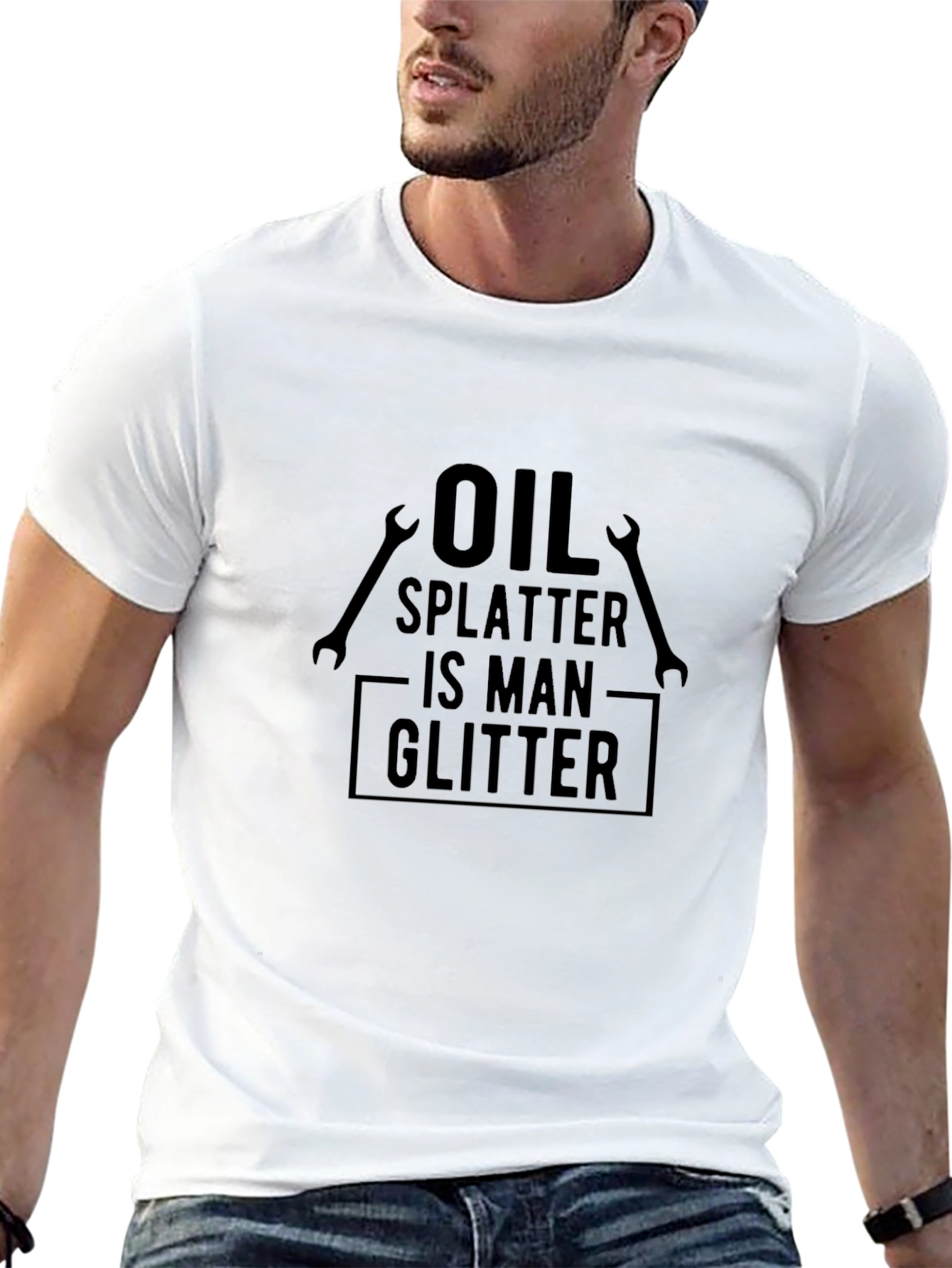 Oil Splatter is Man Glitter Graphic Tee