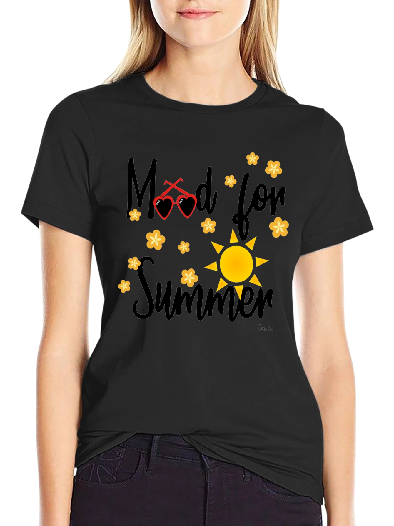 Mood for Summer Graphic Black T-Shirt