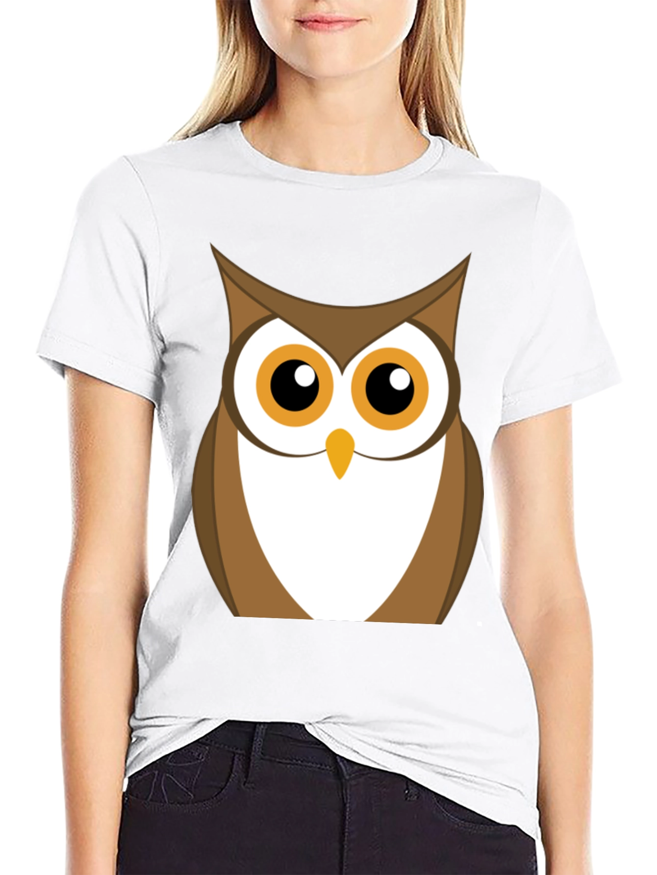 Owl Graphic Print Black T-Shirt