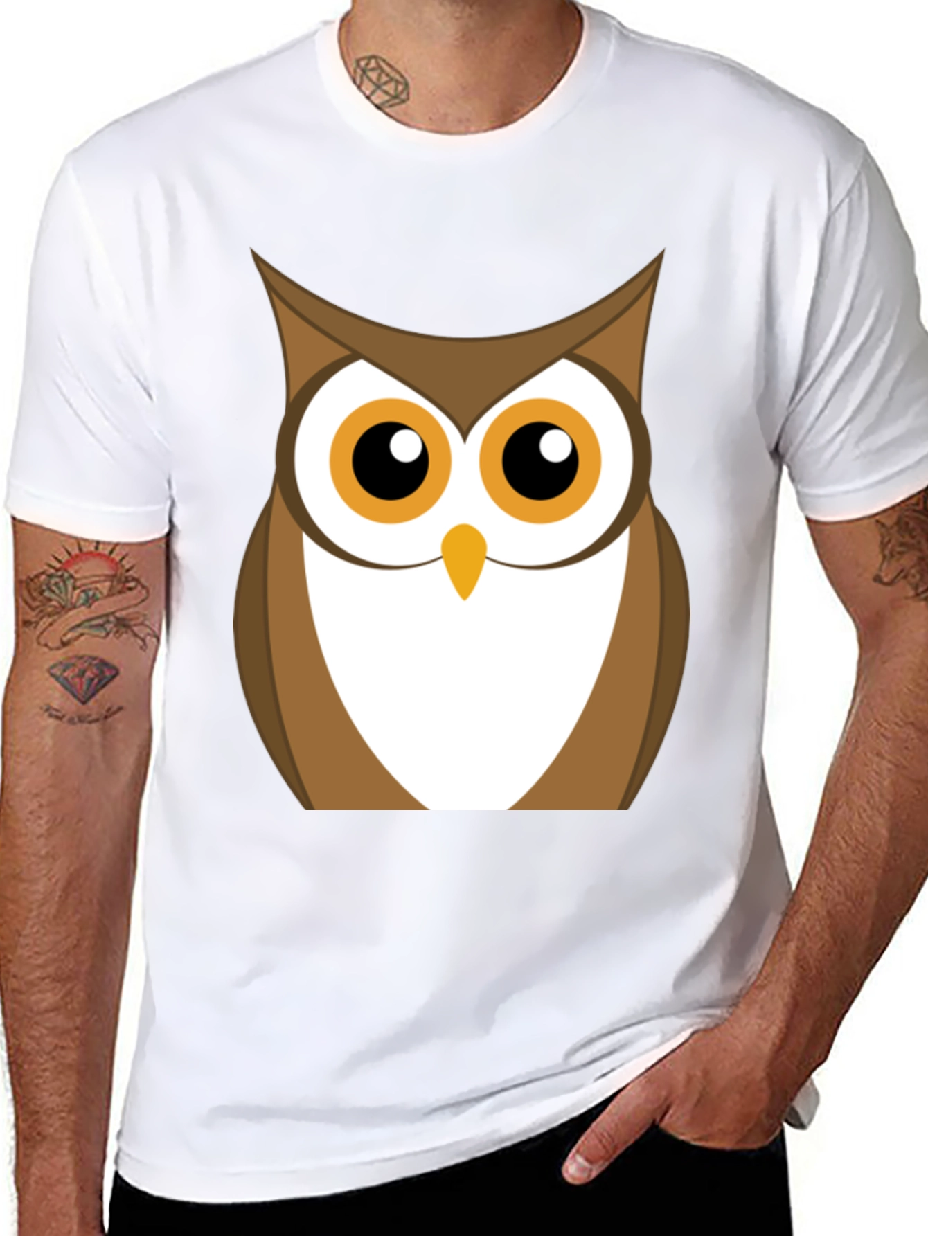 Owl Graphic Print Black T-Shirt
