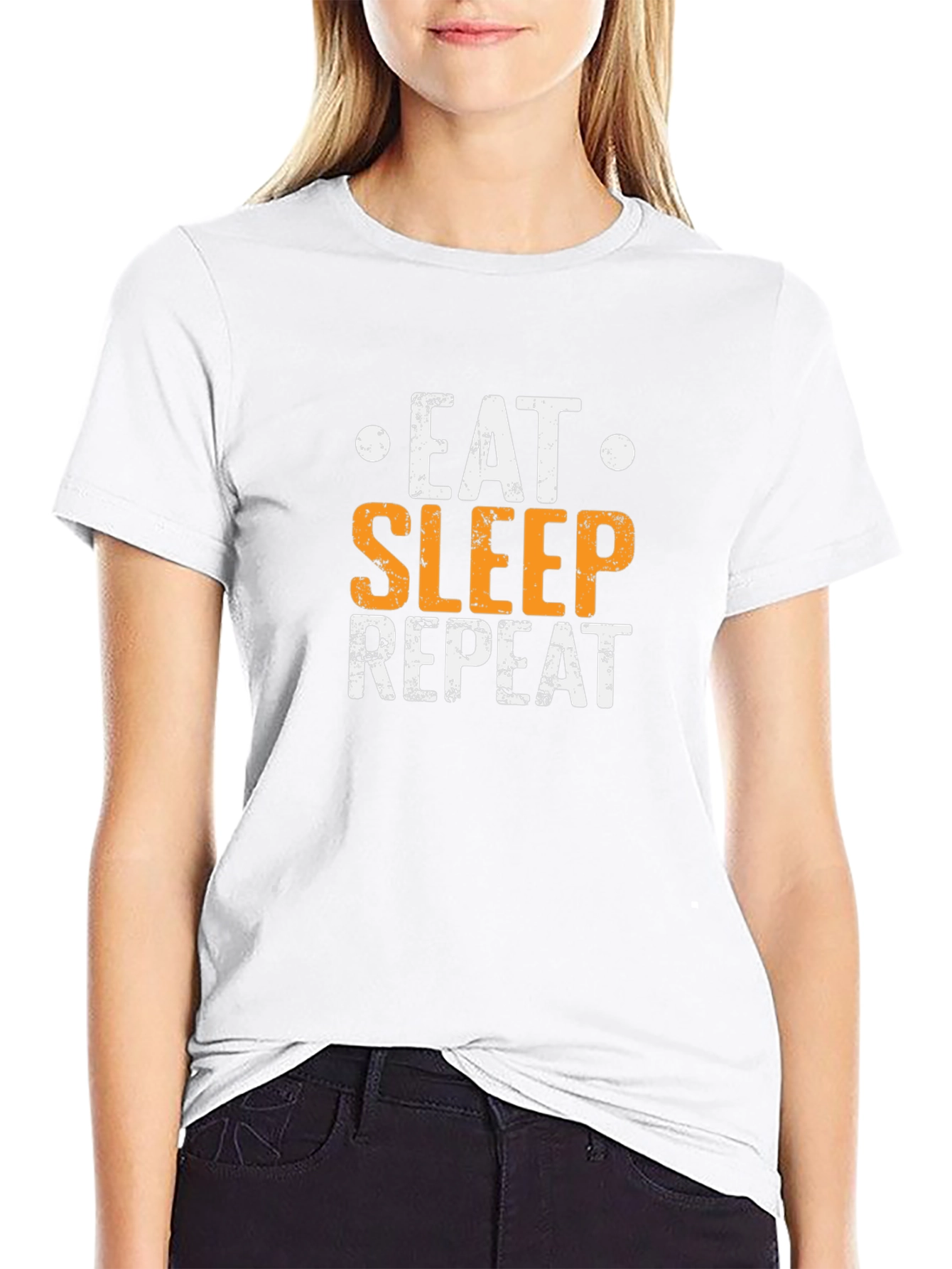 Eat Sleep Repeat Graphic Tee - Black Cotton T-Shirt