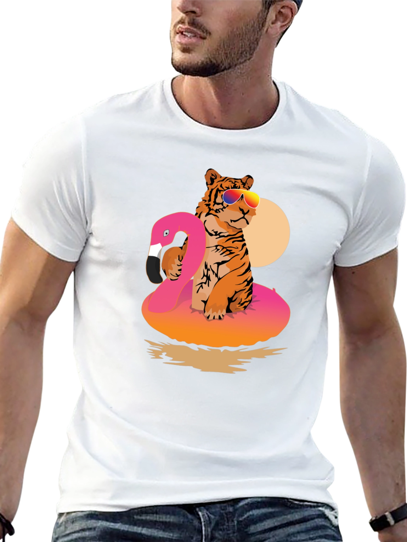 Tiger Flamingo Float T-Shirt - Summer Vibes