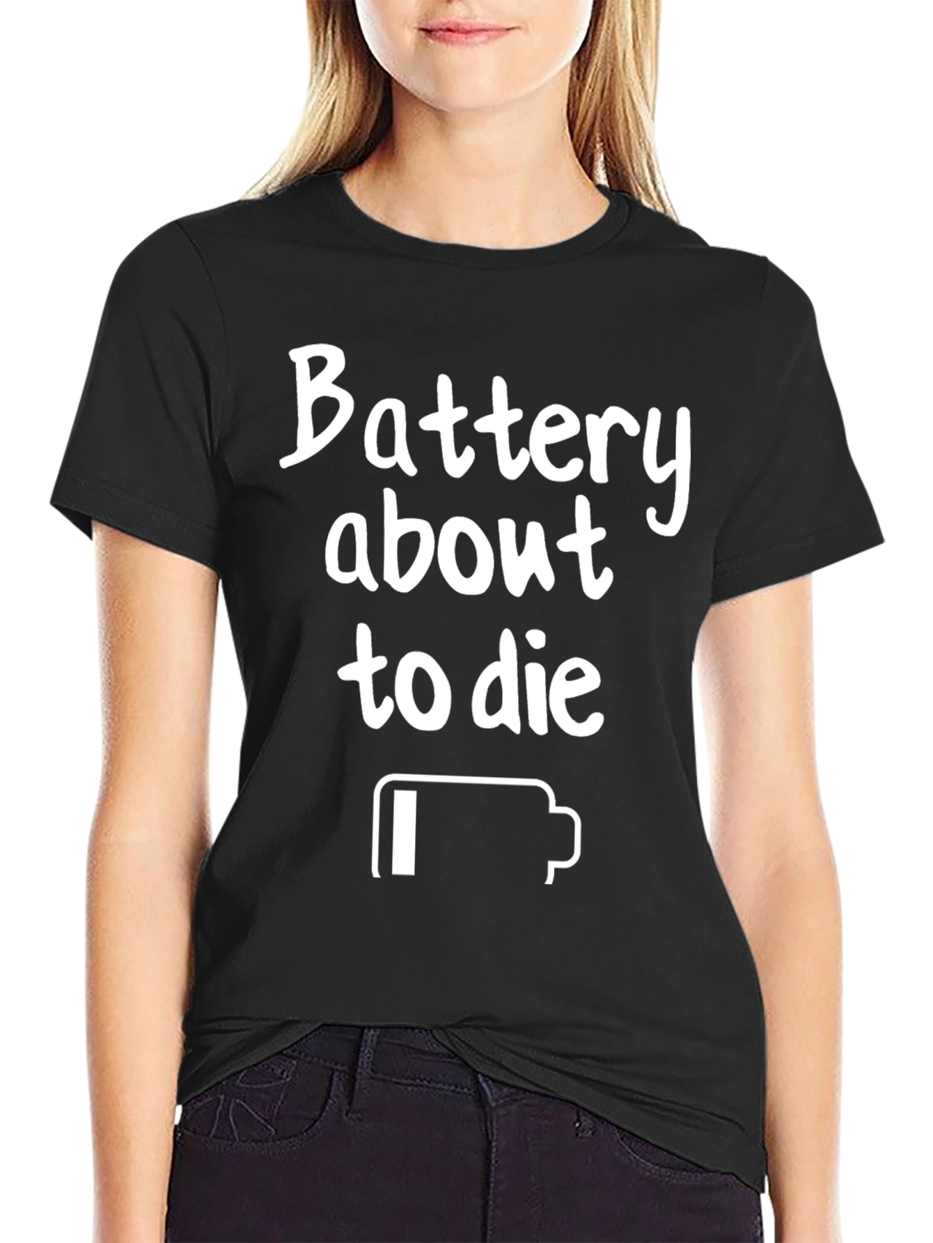 Funny Battery Low T-Shirt - Novelty Humor Tee