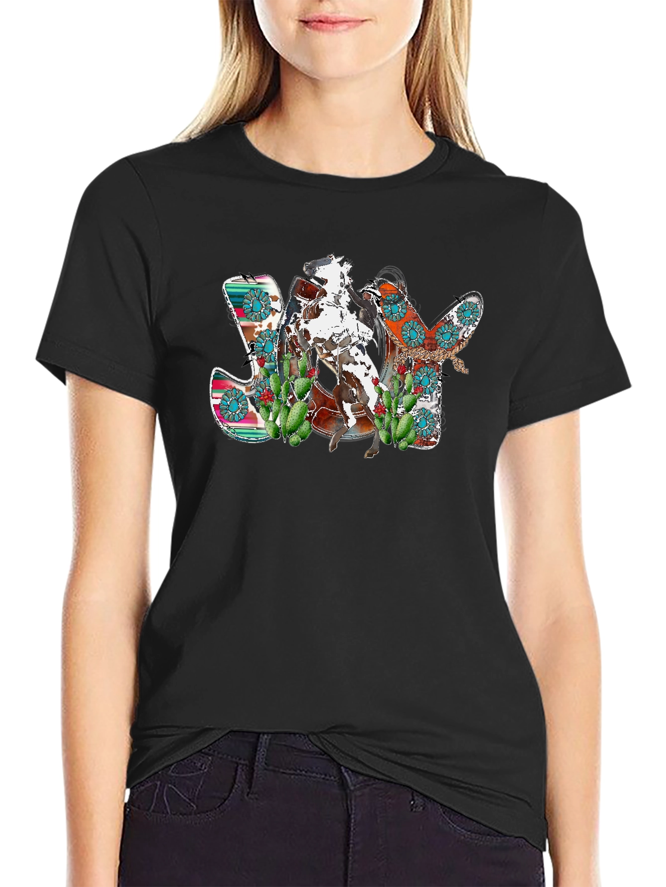 JOY Rodeo Horse Graphic Tee - Black
