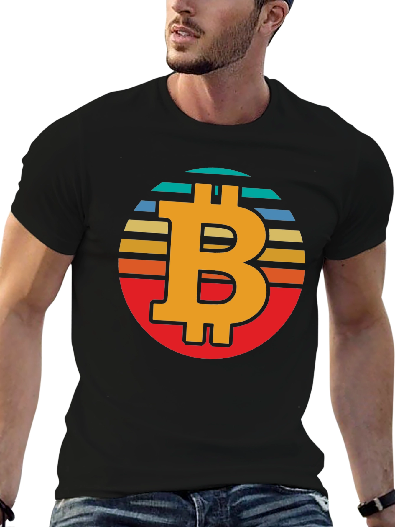 Bitcoin Retro Sunset Graphic Tee - Crypto T-Shirt