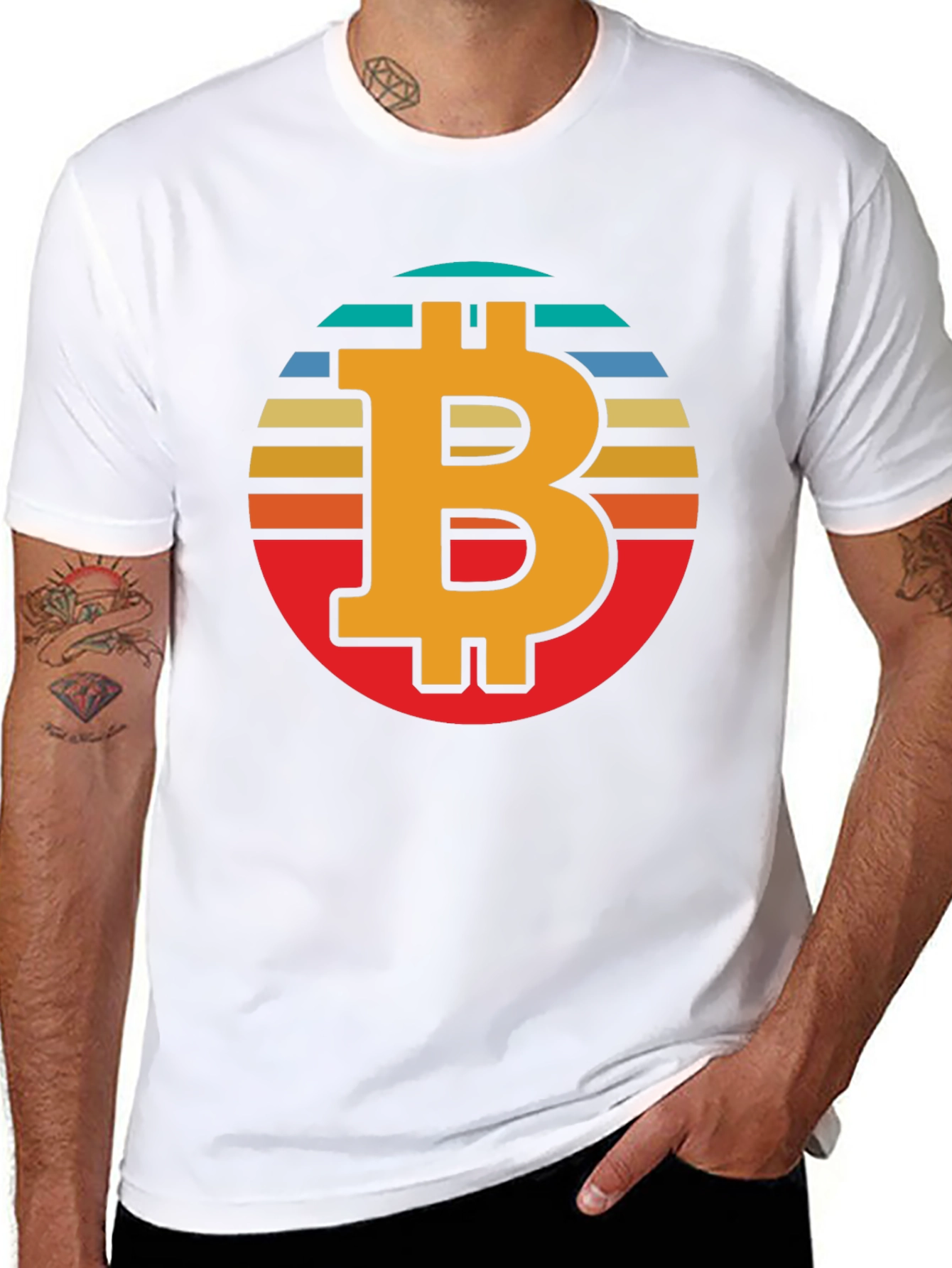 Bitcoin Retro Sunset Graphic Tee - Crypto T-Shirt