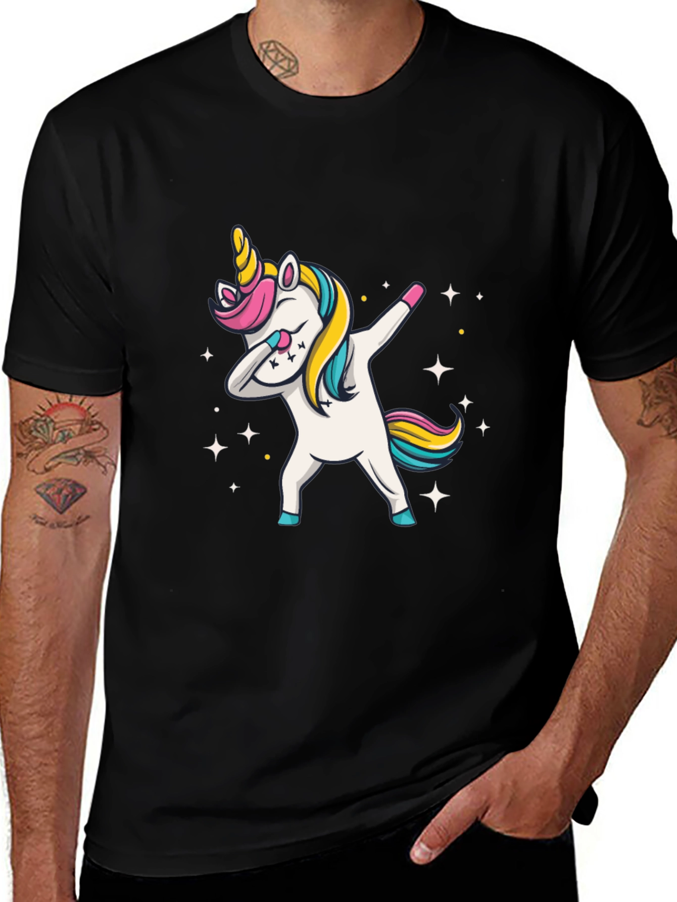 Dabbing Unicorn Black T-Shirt