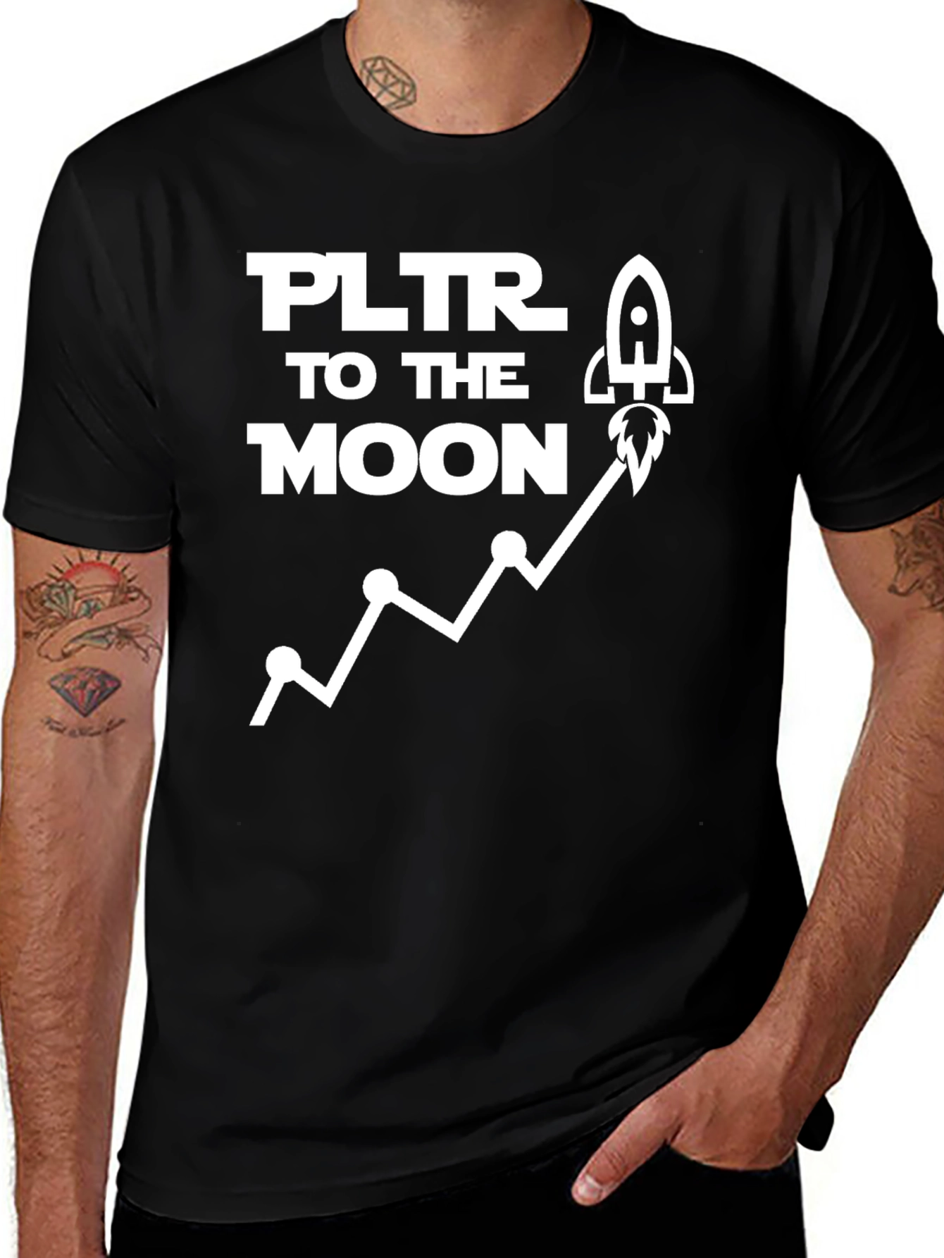 PLTR to the Moon Black Graphic Tee