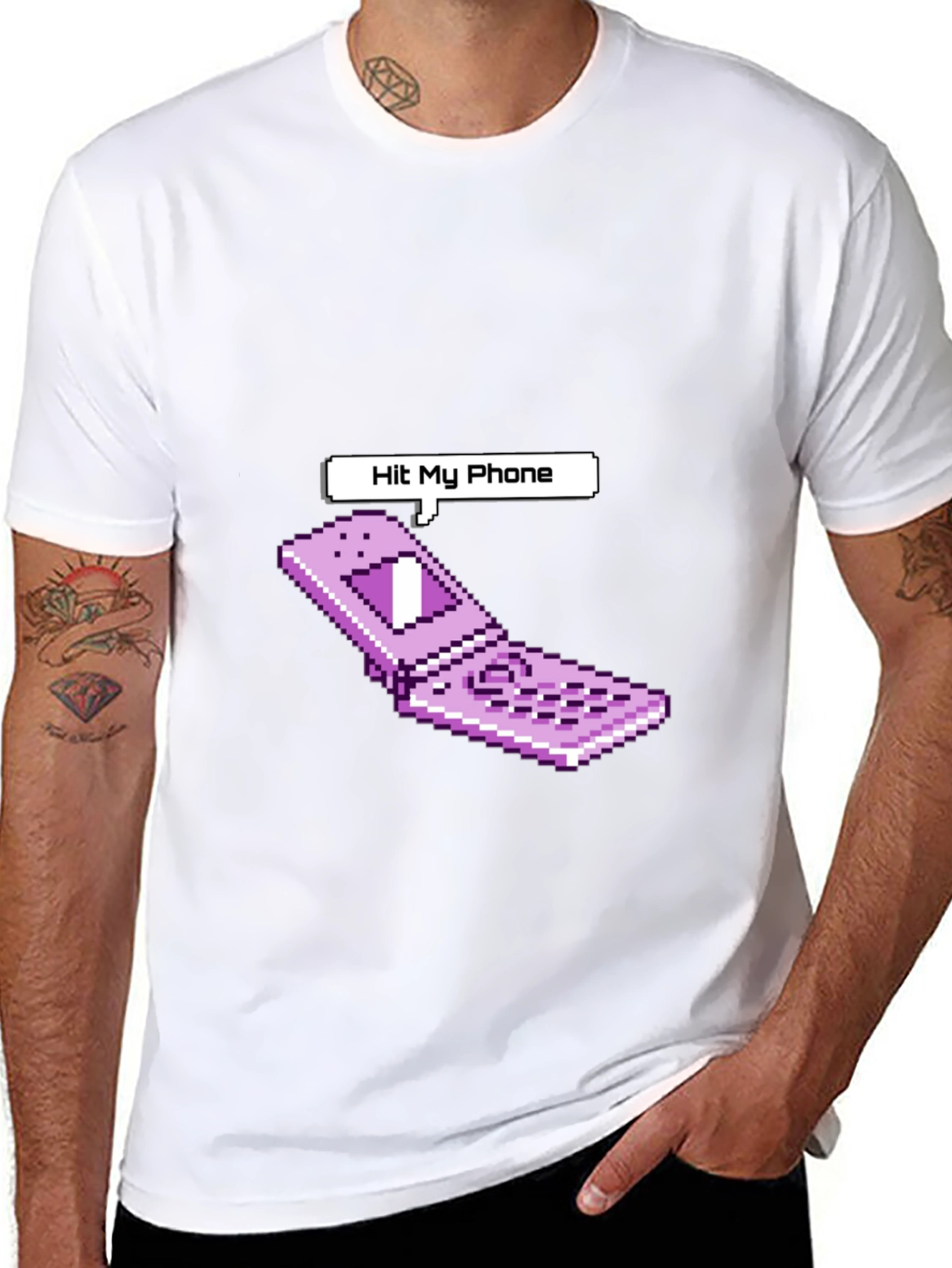 Retro Pixel Flip Phone T-Shirt - Hit My Phone